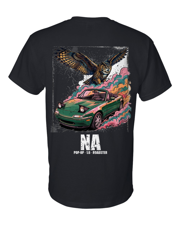 Mazda MX-5 Miata Owl T-Shirt — Black back