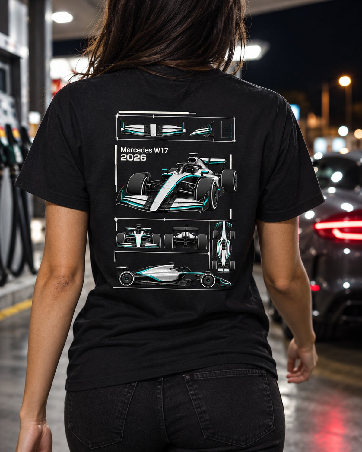 Mercedes W17 F1 2026 Active Wing Archive Shirt, Formula 1 Fan Tee T-Shirt Black worn hero