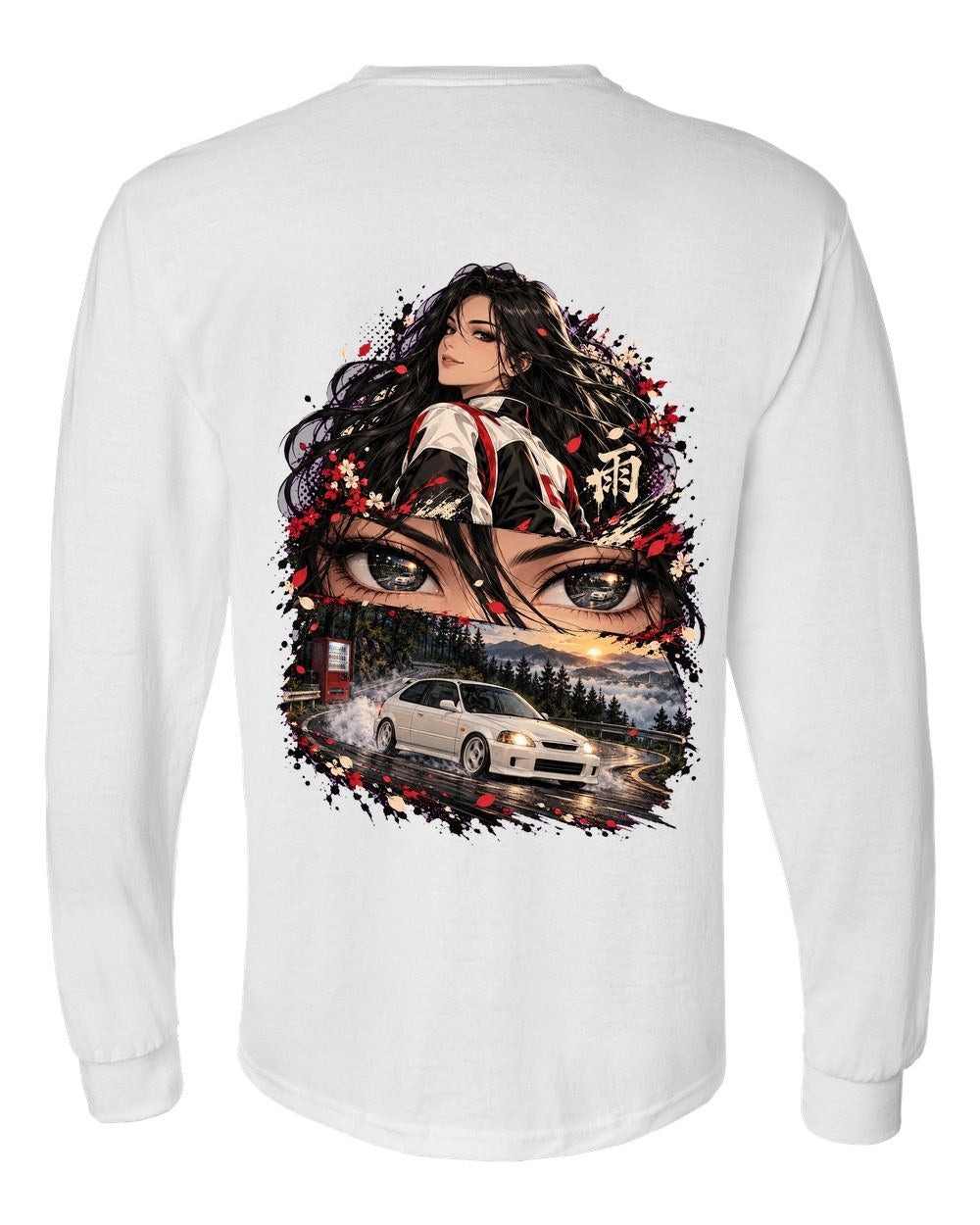 Honda Civic Type R EK9 Anime Girl Long Sleeve White back