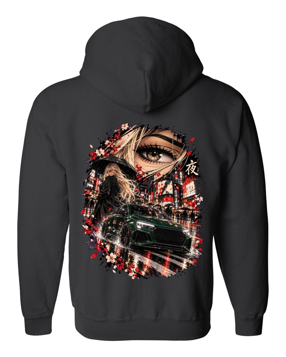 Audi RS3 Anime Girl Zip Hoodie Black back