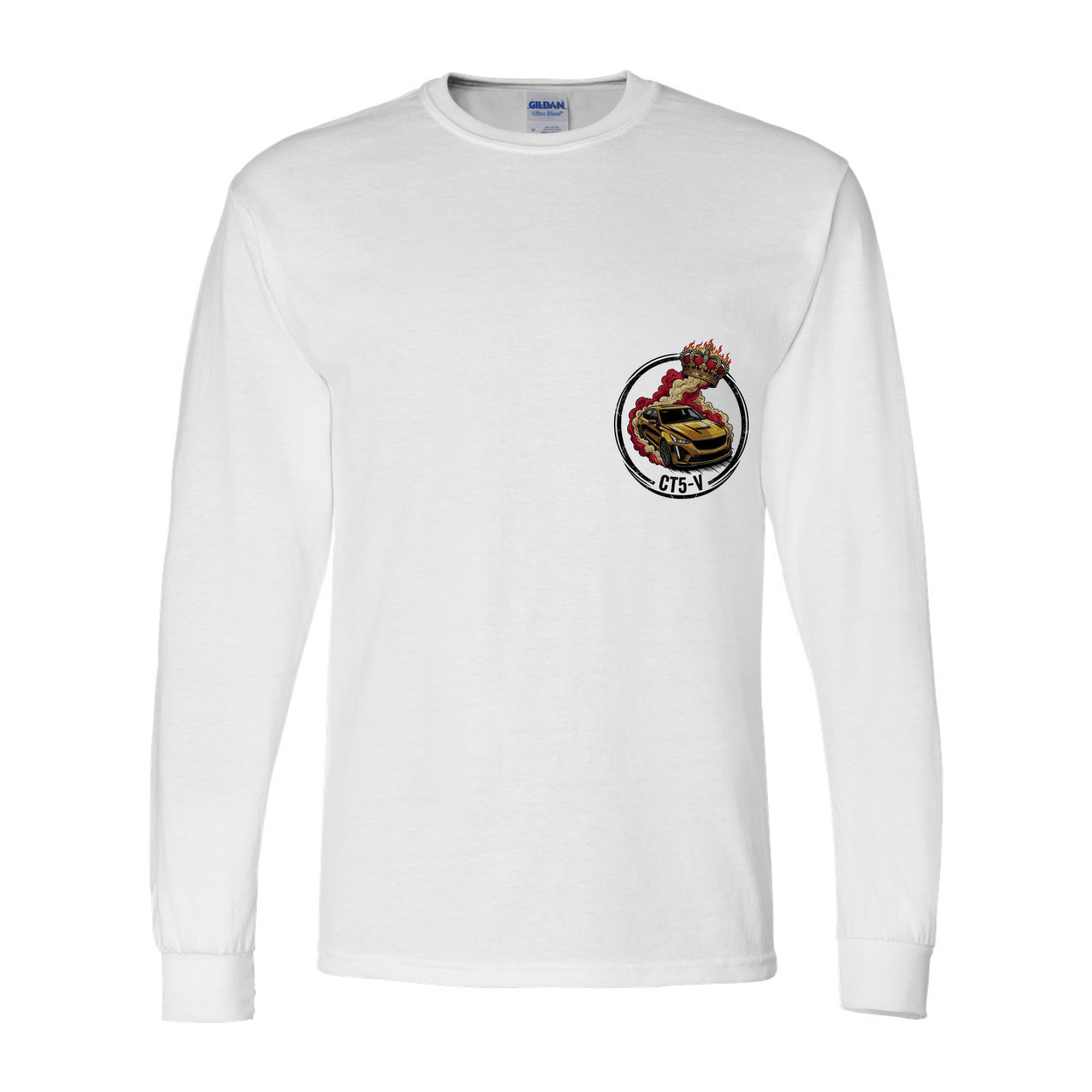 Cadillac CT5-V Crown Long Sleeve T-Shirt — White front emblem