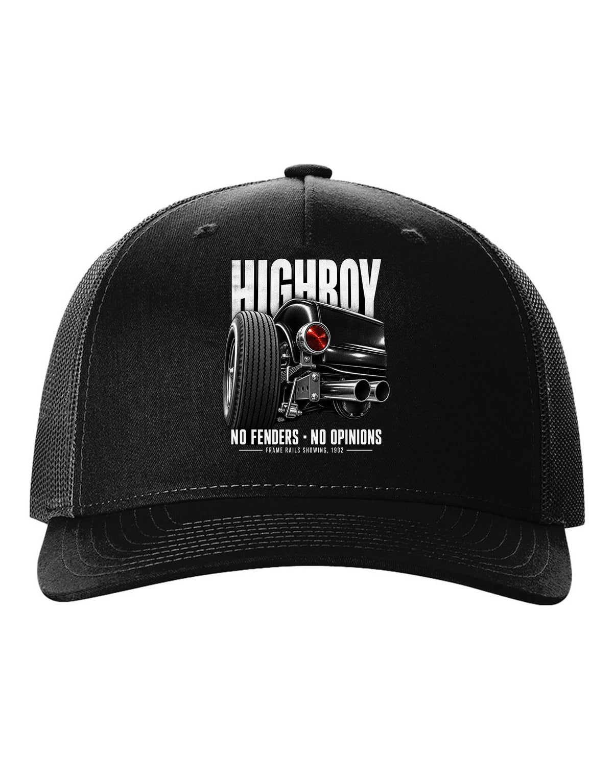 Rear taillight detail print of a 1932 Ford Deuce highboy roadster black hat front view with the design