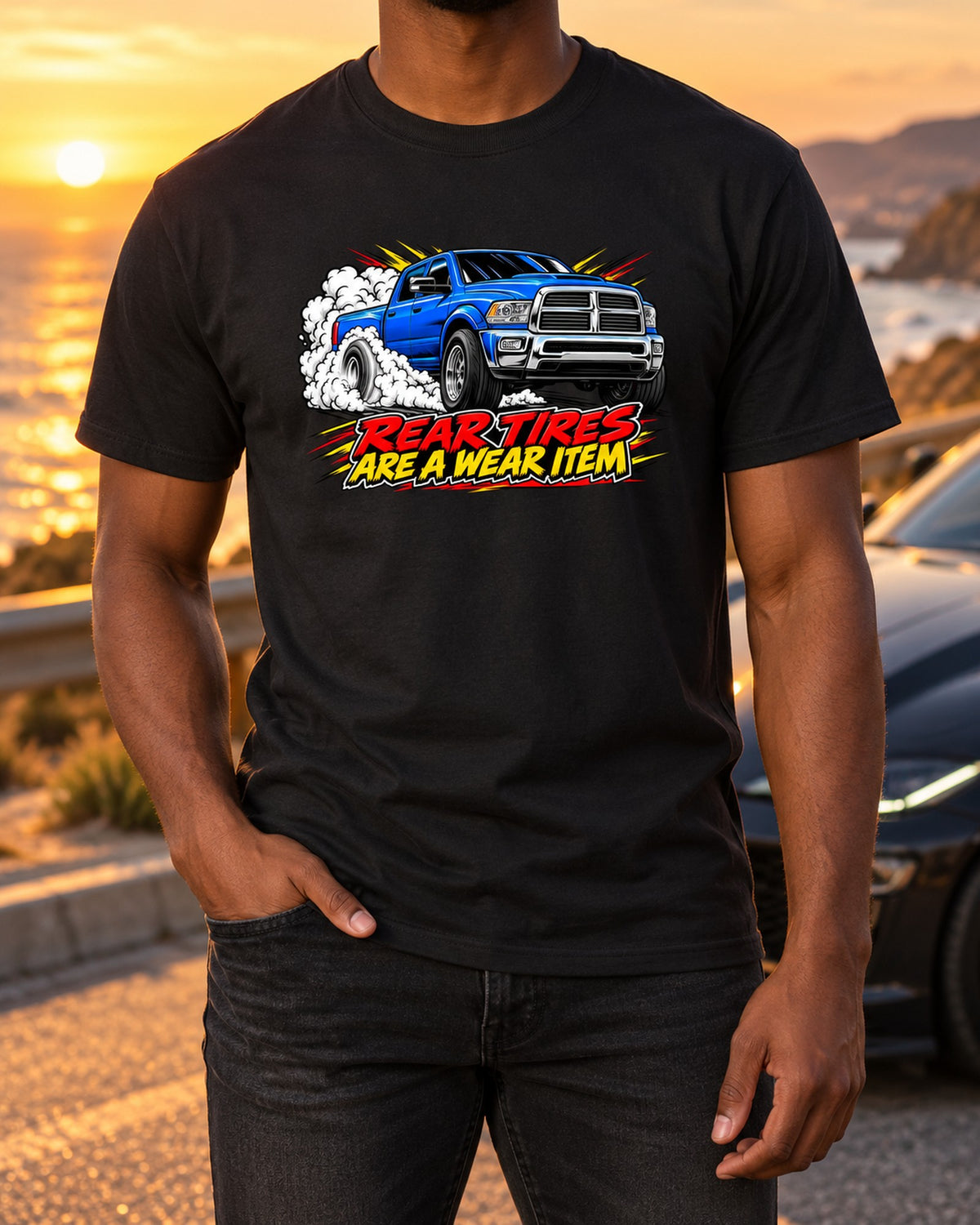 2003-2009 Dodge Ram 2500 5.9 Cummins HO Comic Burnout Tee T-Shirt Black worn hero