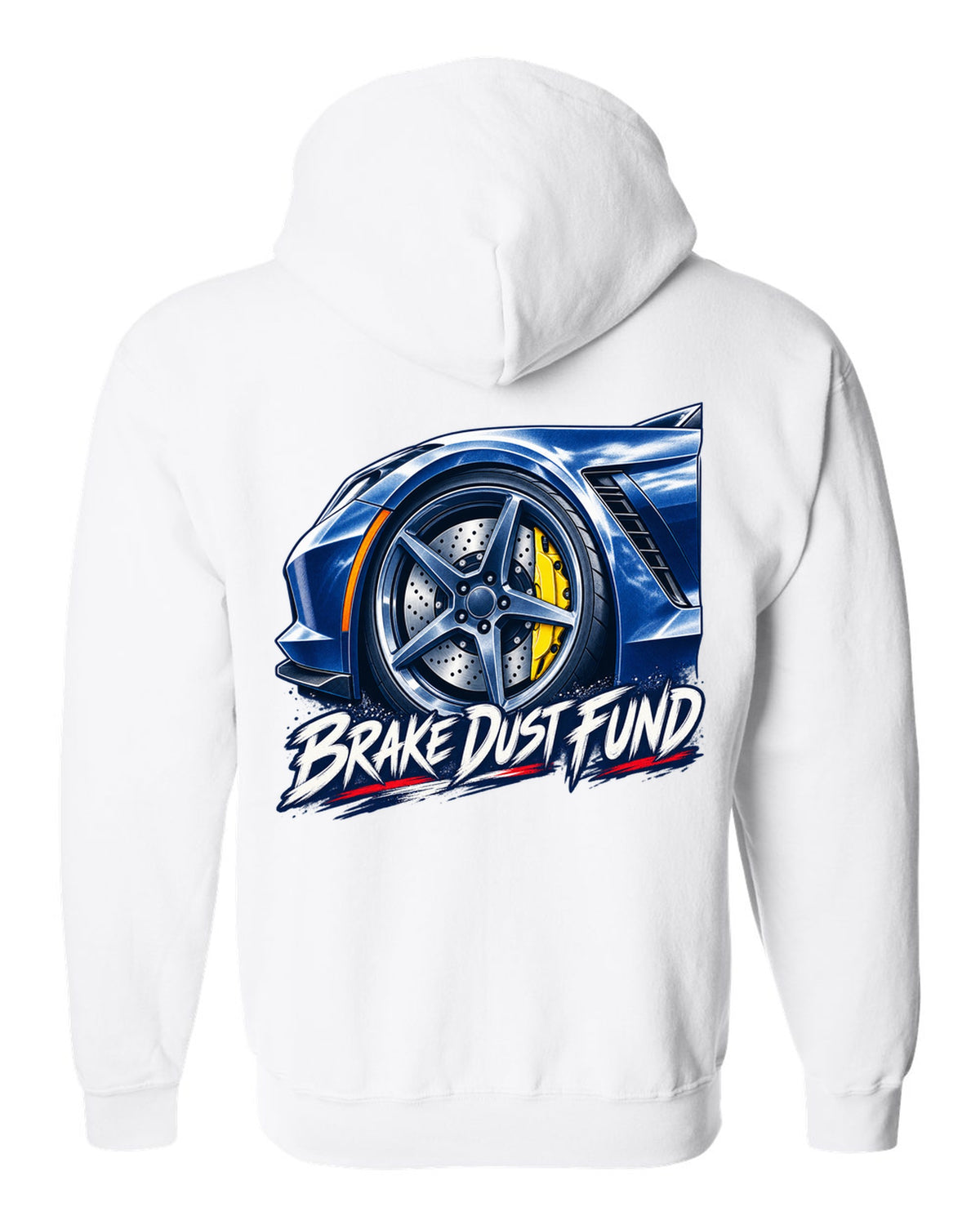 Exploded cutaway engine print of a 1970 Chevrolet Corvette C3 Stingray LS5 with Big Block 454 text white zip hoodie back view with the design