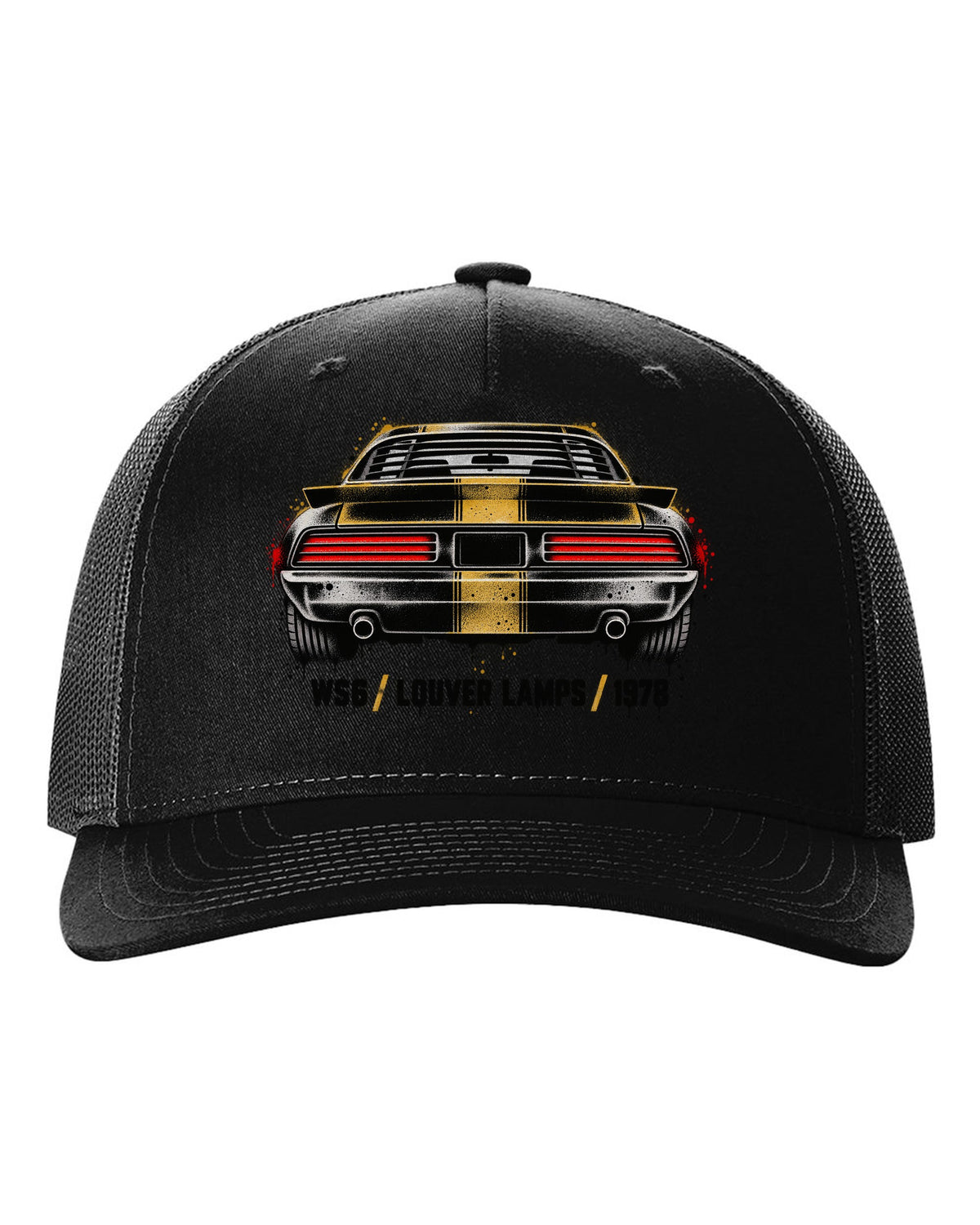 1978 Pontiac Firebird Formula rear taillights cutout in stencil style black hat front view with the design