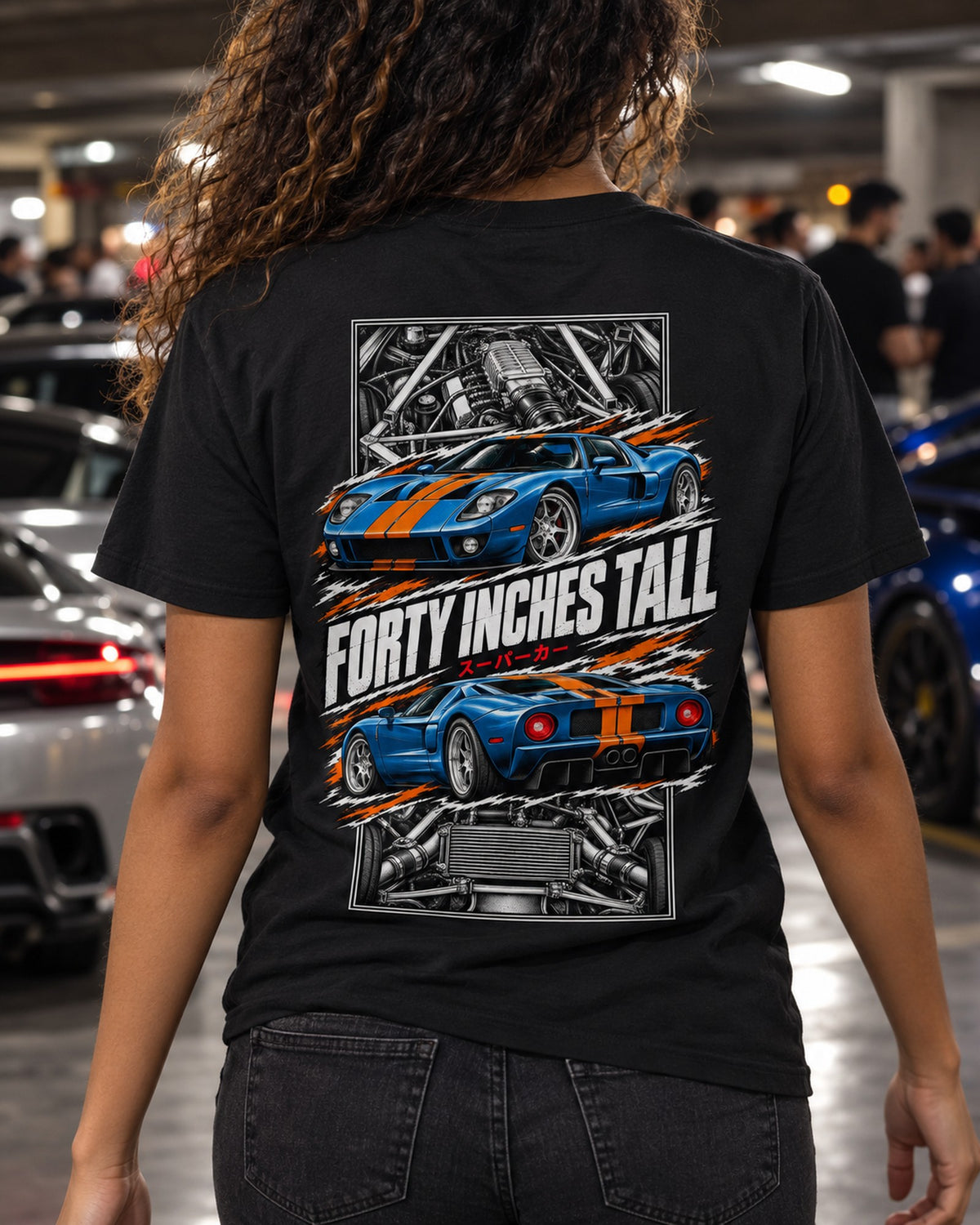 Ford Gt Torn Poster Full-Back Graphic Tee T-Shirt Black worn hero
