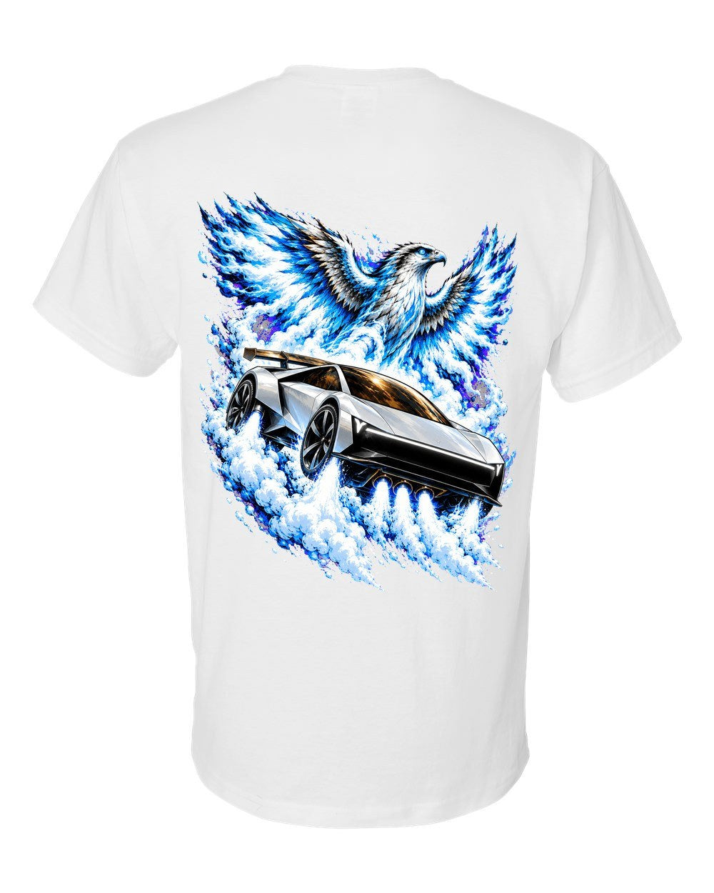 Tesla Roadster Ice Falcon T-Shirt White back