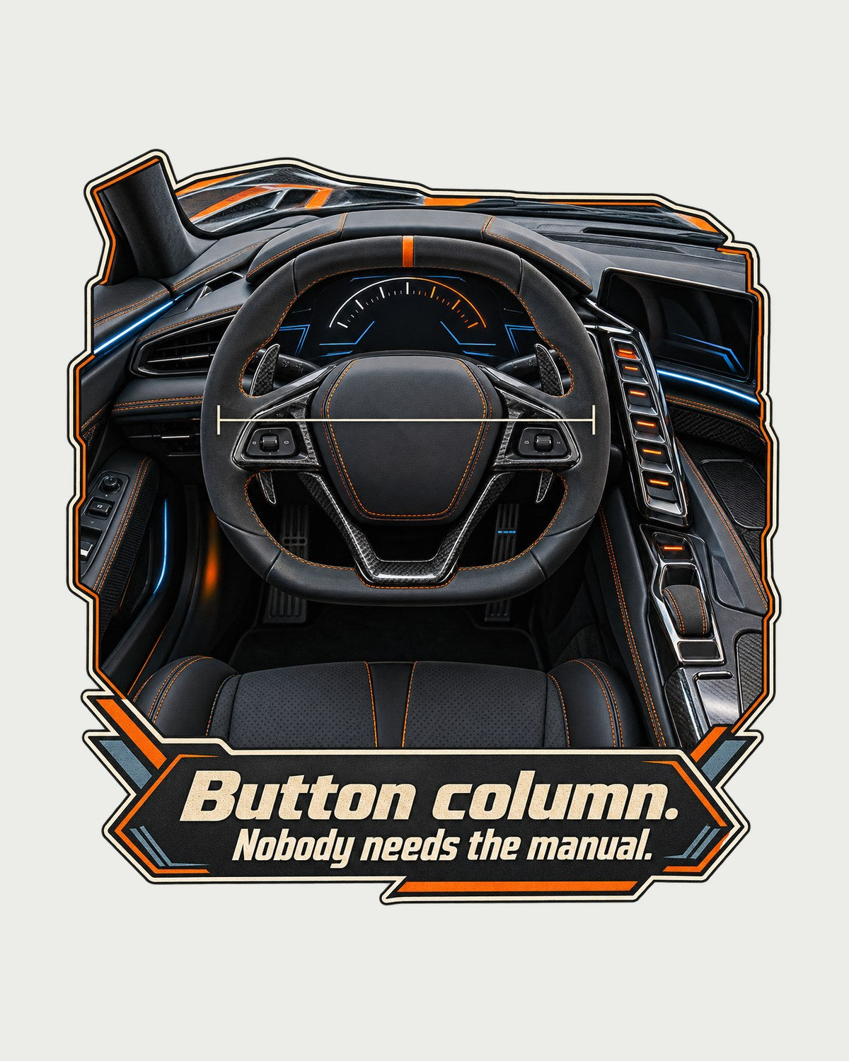 Corvette C8 ZR1 Cockpit Gauge Graphic Tee, Button Column Joke design only