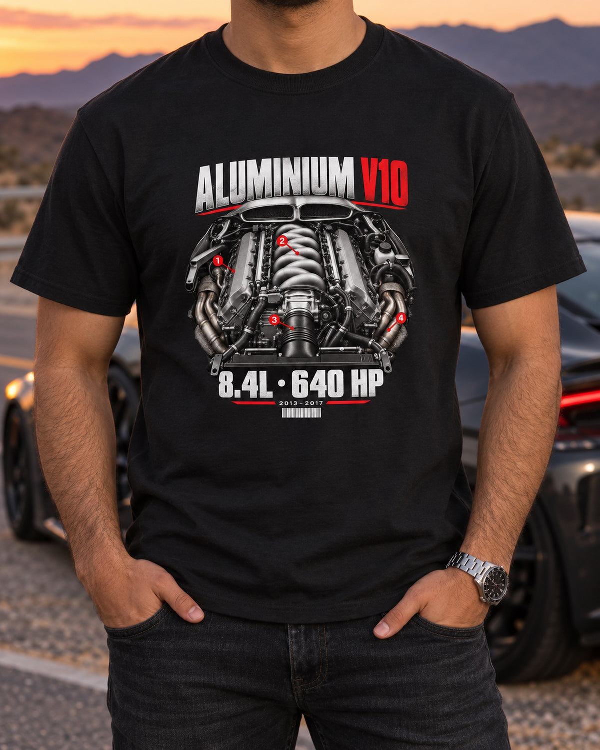 Dodge Viper VX Aluminium V10 Engine Shirt, Car Guy Gift T-Shirt Black worn hero