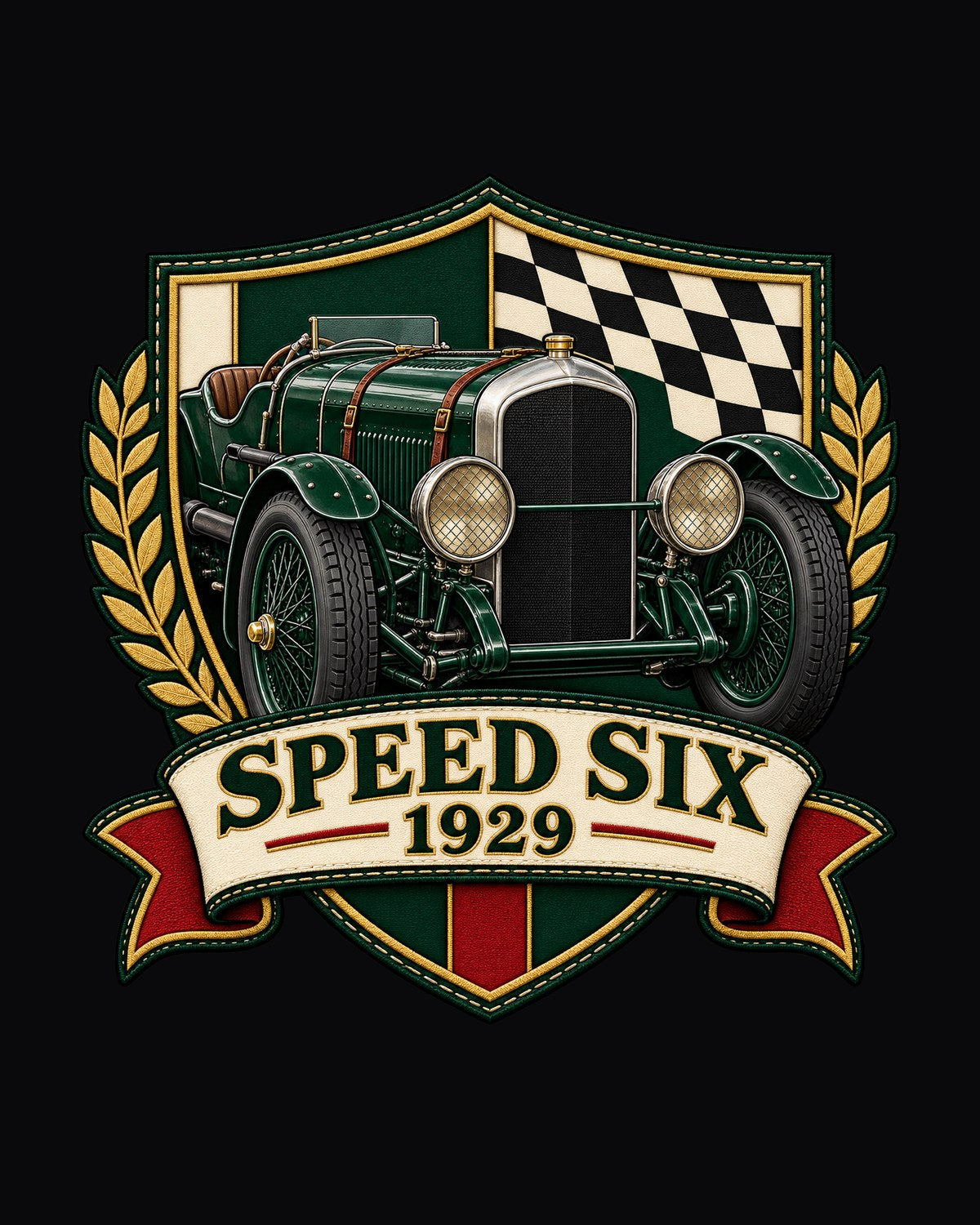 Bentley Speed Six 1929 Varsity Crest print Tee design only