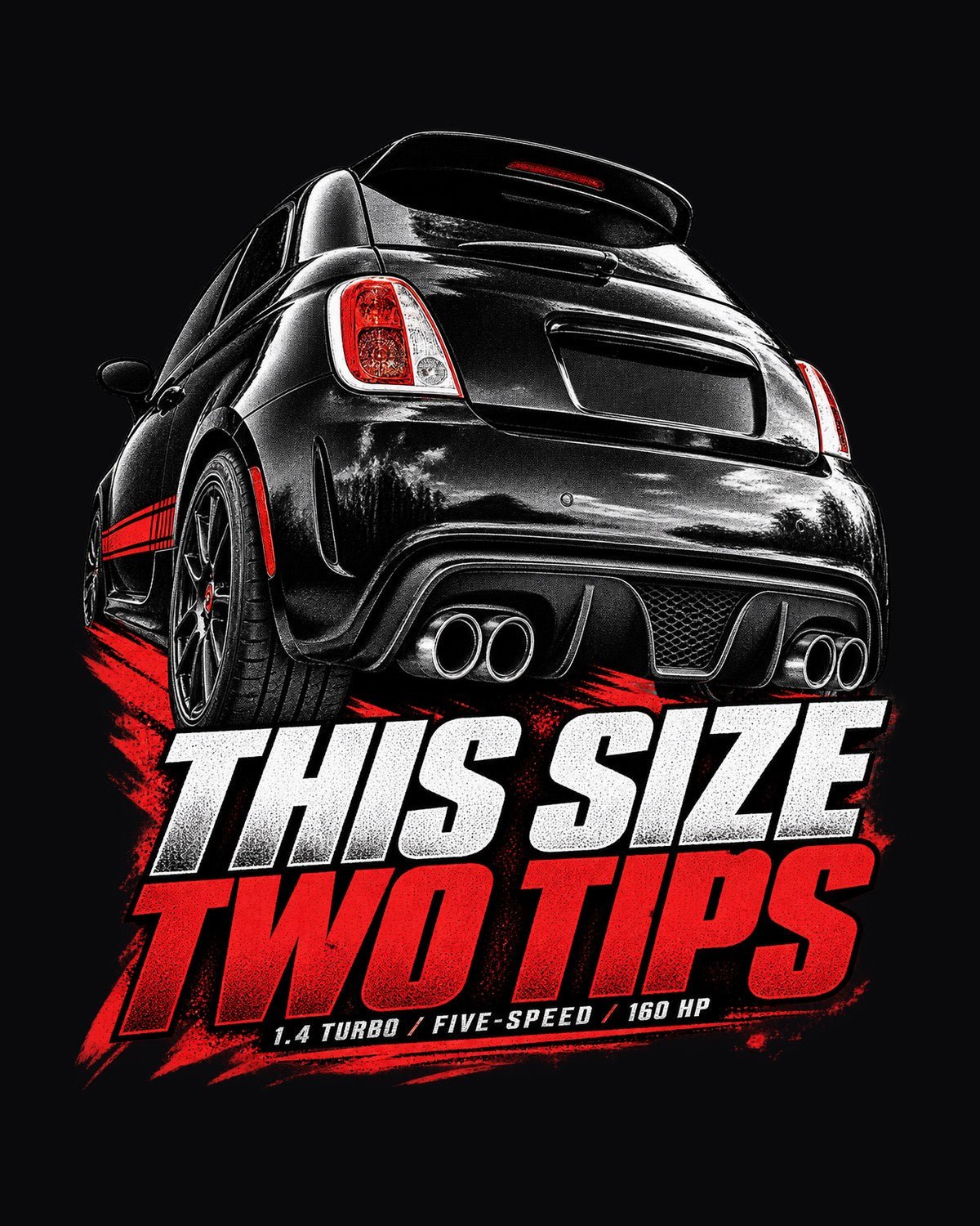Fiat 500 Abarth Exhaust Macro Tee, This Size Two Tips design only