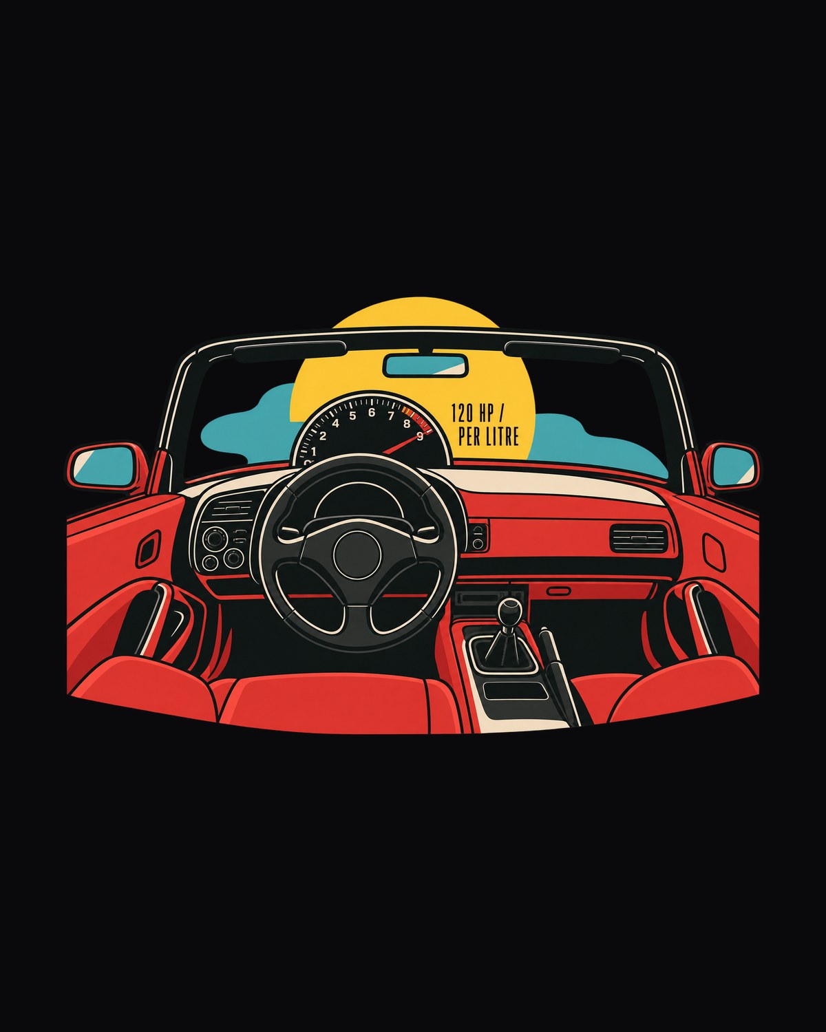 Honda S2000 AP1 120 HP Per Litre Single-Line Art Tee design only
