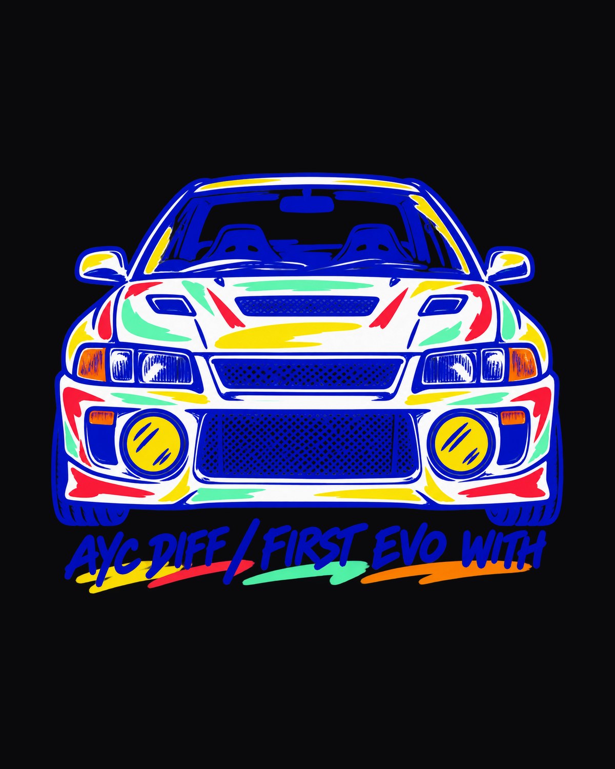 Mitsubishi Lancer Evolution IV CN9A Napkin Doodle Shirt design only