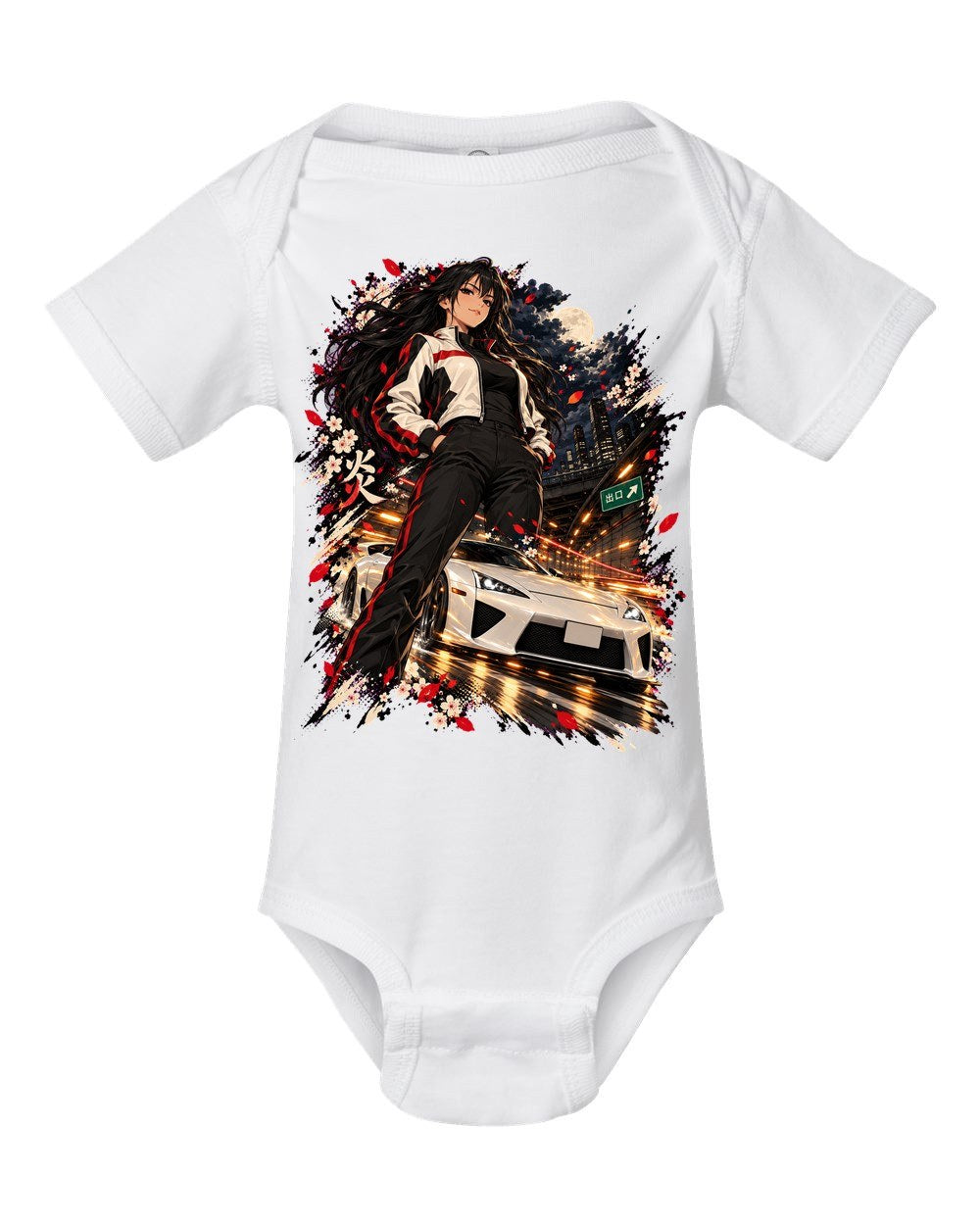 Lexus LFA Anime Girl Baby Onesie White front
