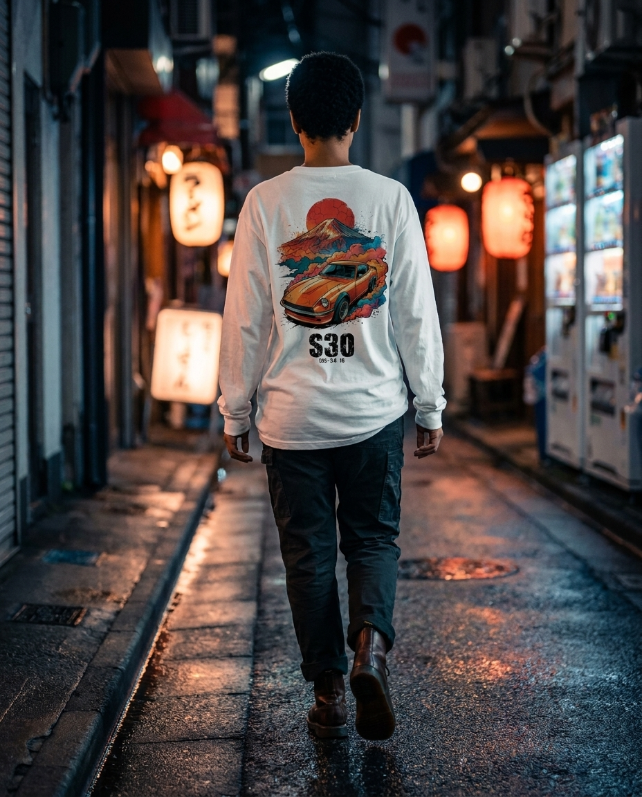 White Long-Sleeve Tee street