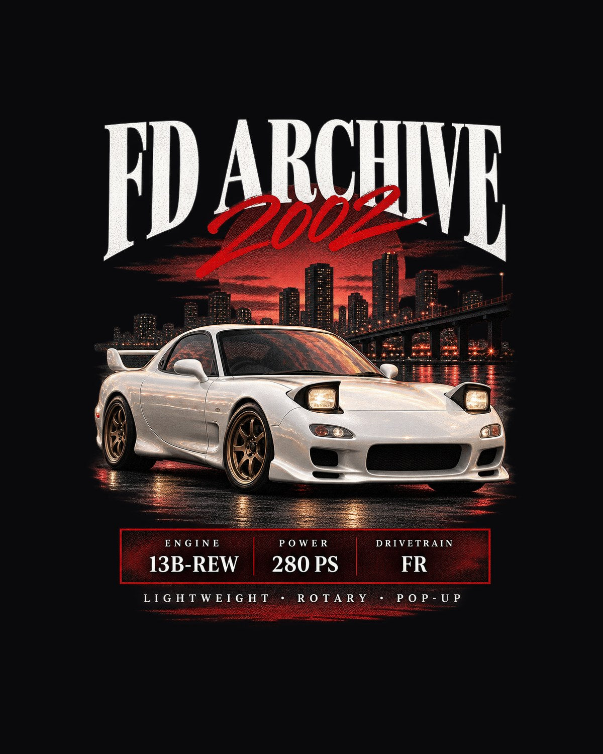 Mazda RX-7 FD3S Spirit R Archive Panel Shirt, 2002 Rotary design only