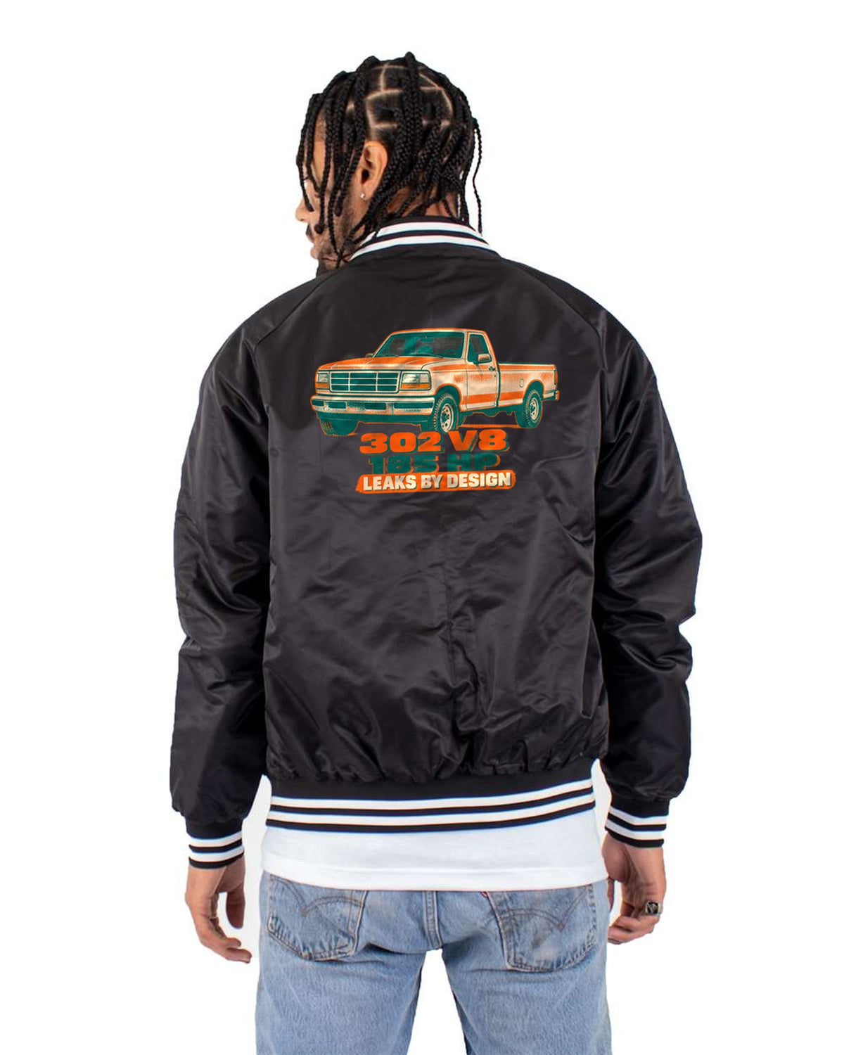 1992-97 Ford F-150 OBS Tailgate Mud Run Riso Shirt Bomber Jacket Black back