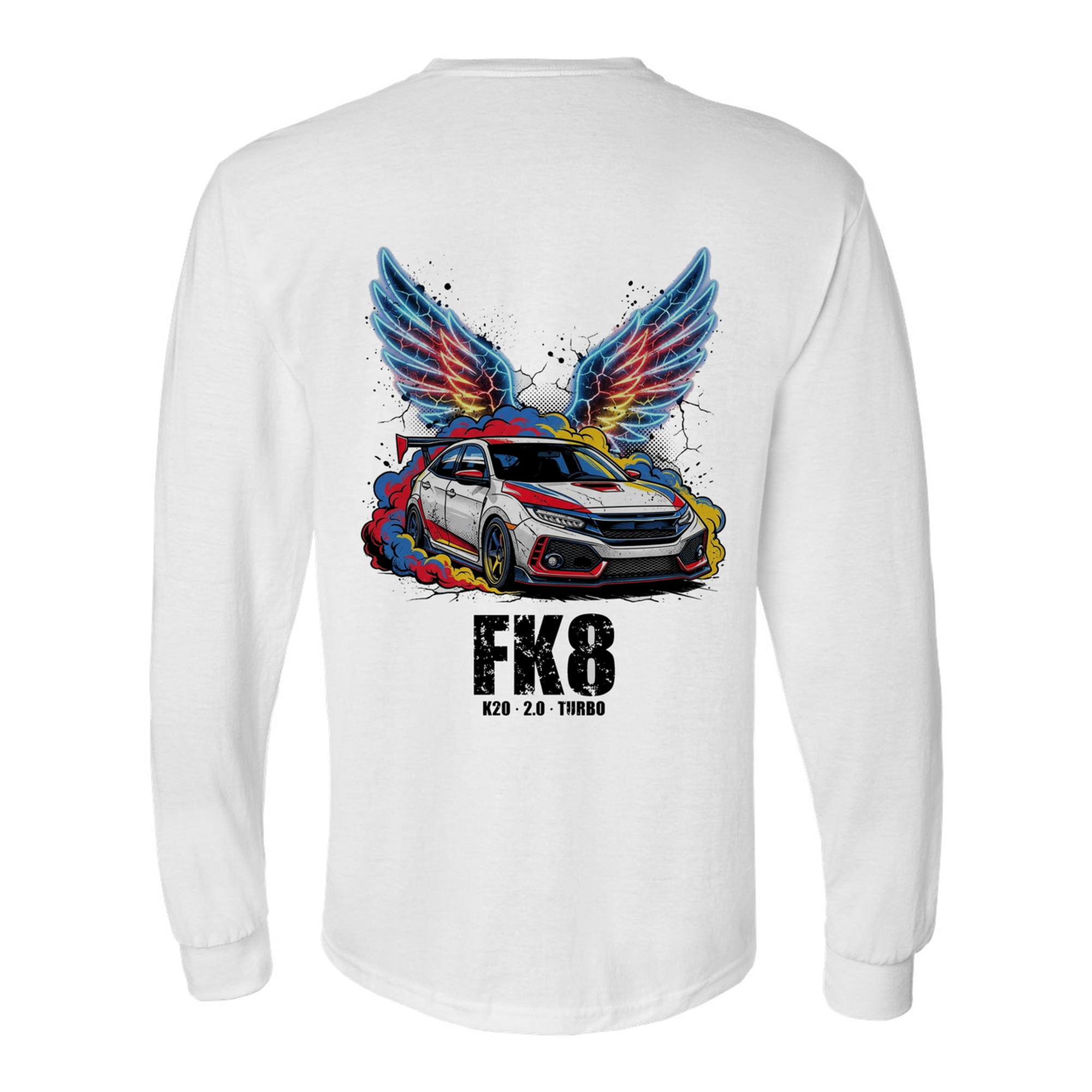 Honda Civic Type R Wings Long Sleeve T-Shirt — White back