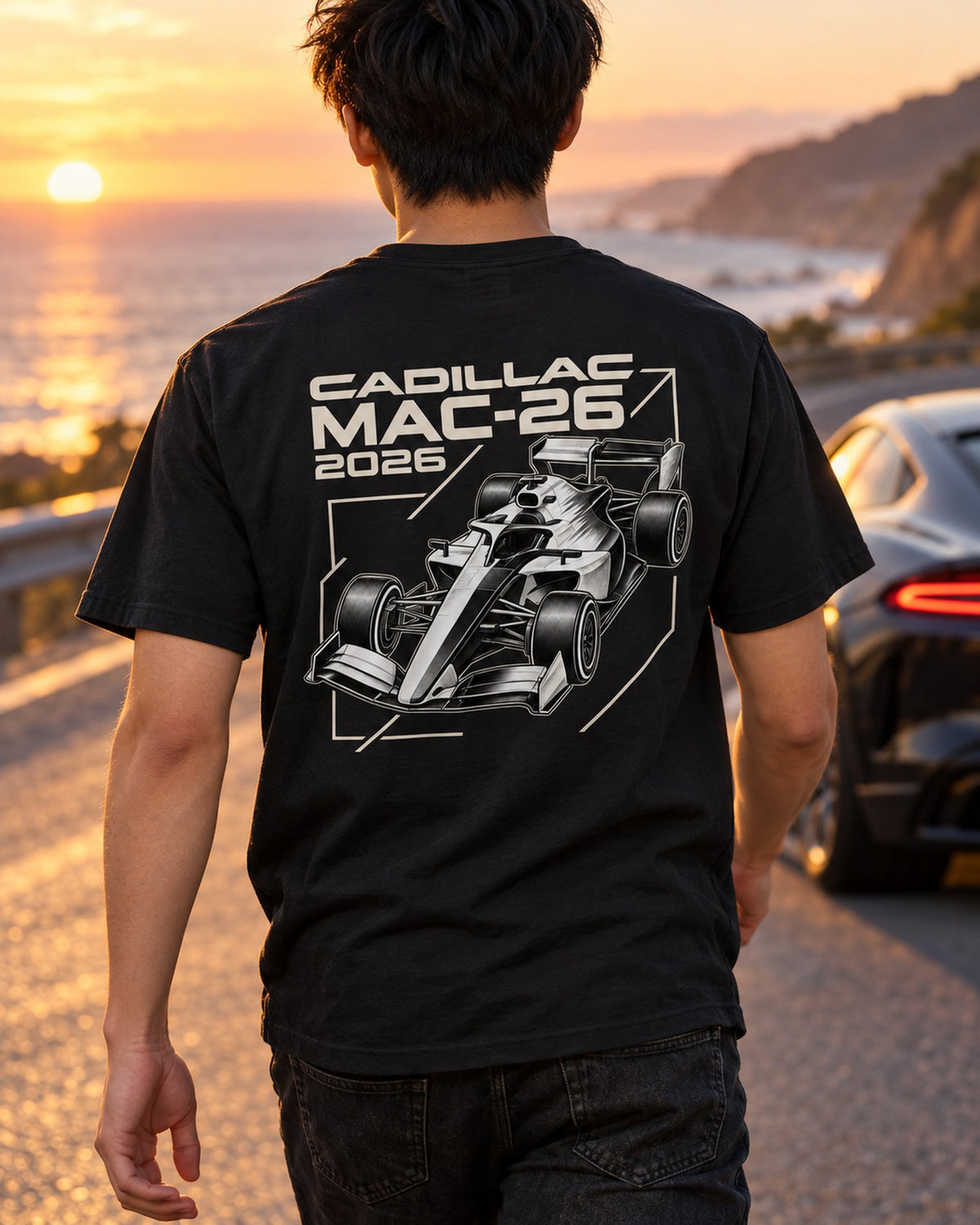 Cadillac MAC-26 F1 2026 Split Livery Shirt, Formula 1 Fan Tee T-Shirt Black worn hero