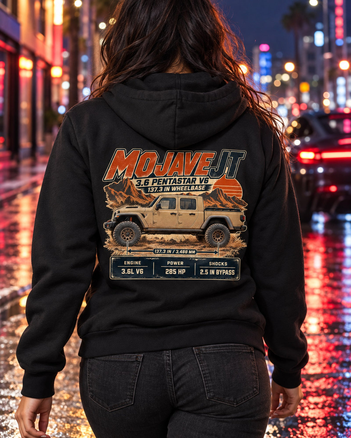 Jeep Gladiator Mojave JT Spec Poster Shirt, Truck Guy Gift Zip Hoodie Black worn hero