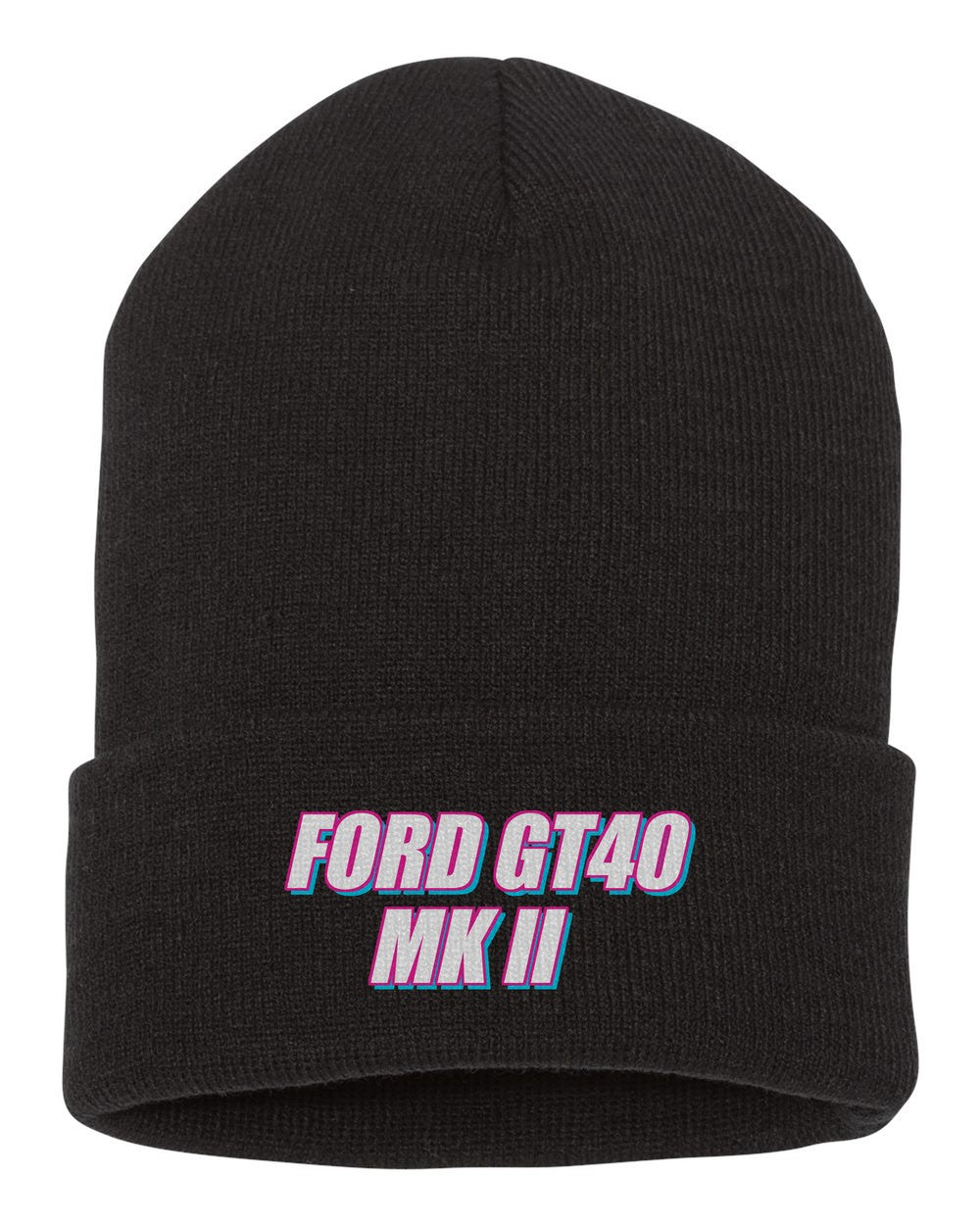 Ford Gt40 Mk Ii black beanie front view with car name