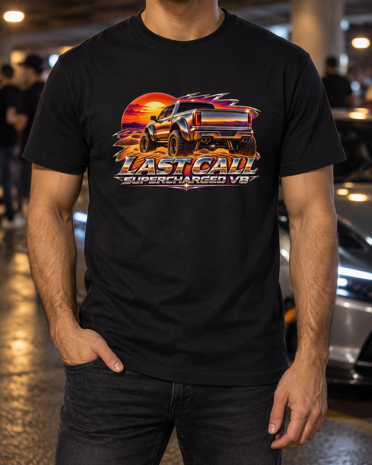Ram 1500 TRX Final Edition Chrome Dune Shirt, Last Call V8 T-Shirt Black worn hero