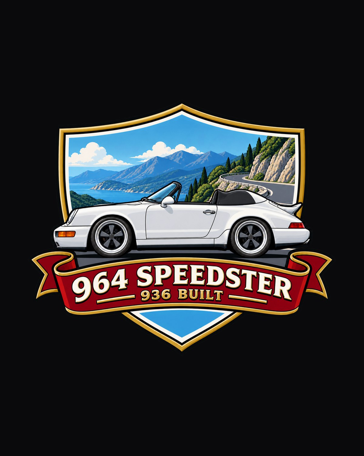 964 Speedster Shield print Shirt, Porsche Car Guy Tee design only