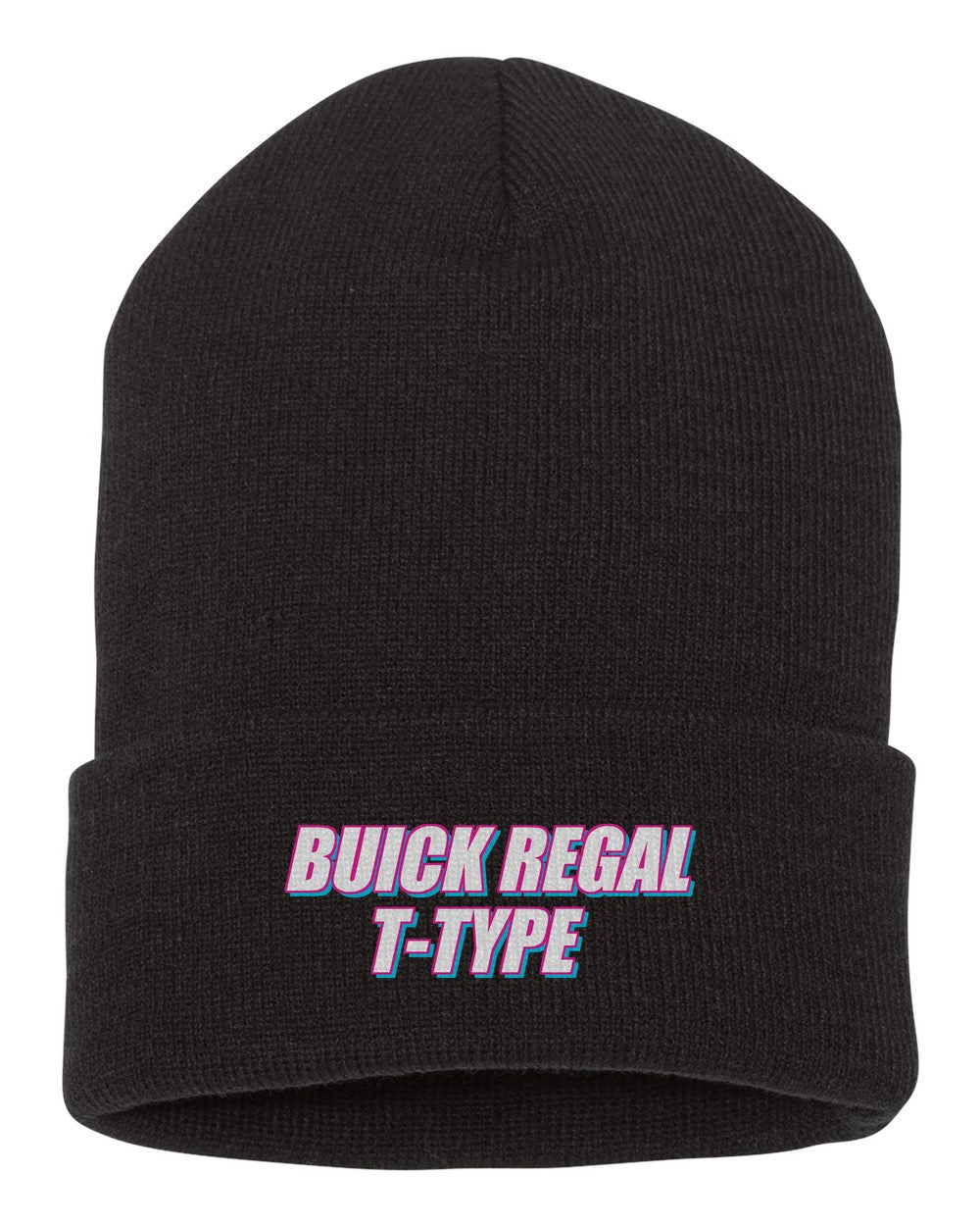 Buick Regal T-Type black beanie front view with car name