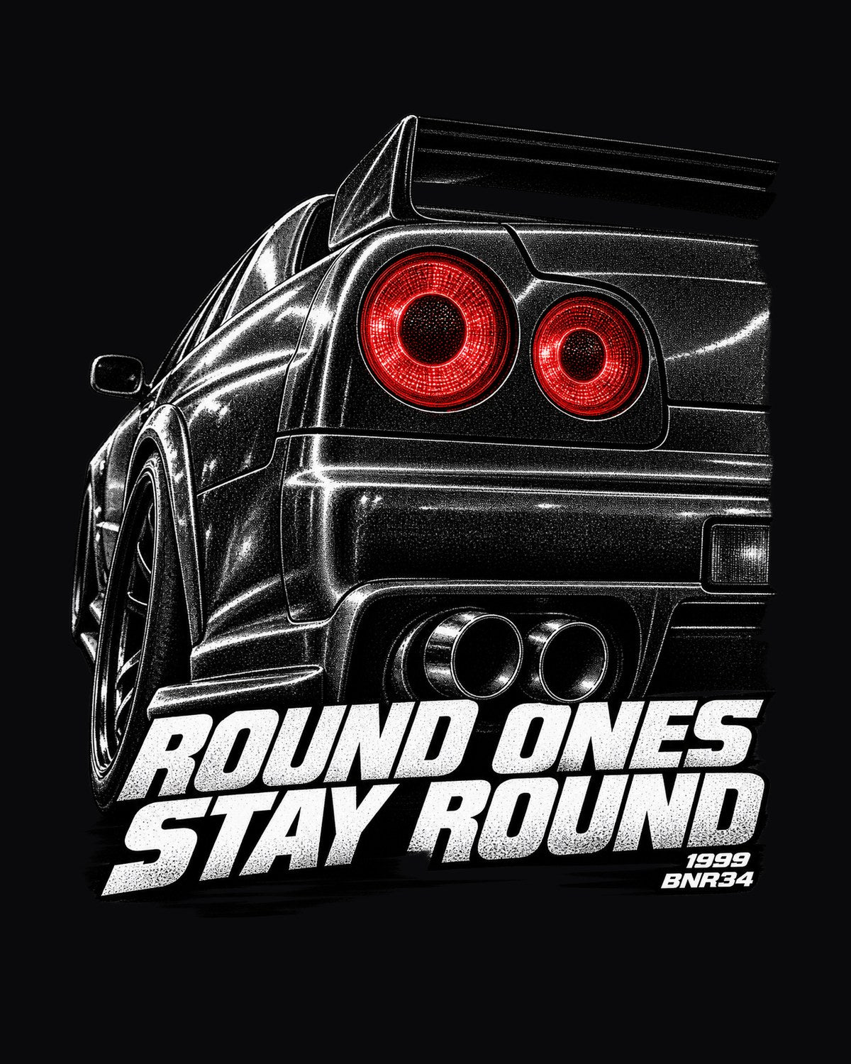 Skyline GT-R R34 BNR34 Round Taillights Macro Shirt design only