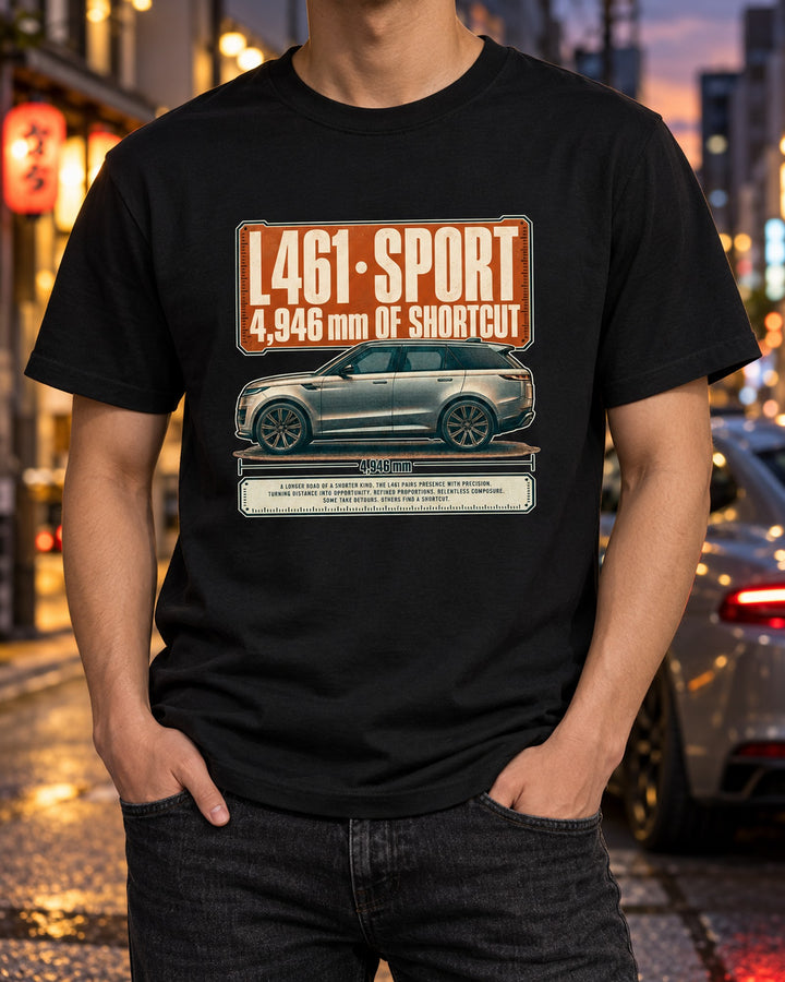 Range Rover Sport L461 Halftone Shirt, 4,946 mm of Shortcut T-Shirt Black worn hero