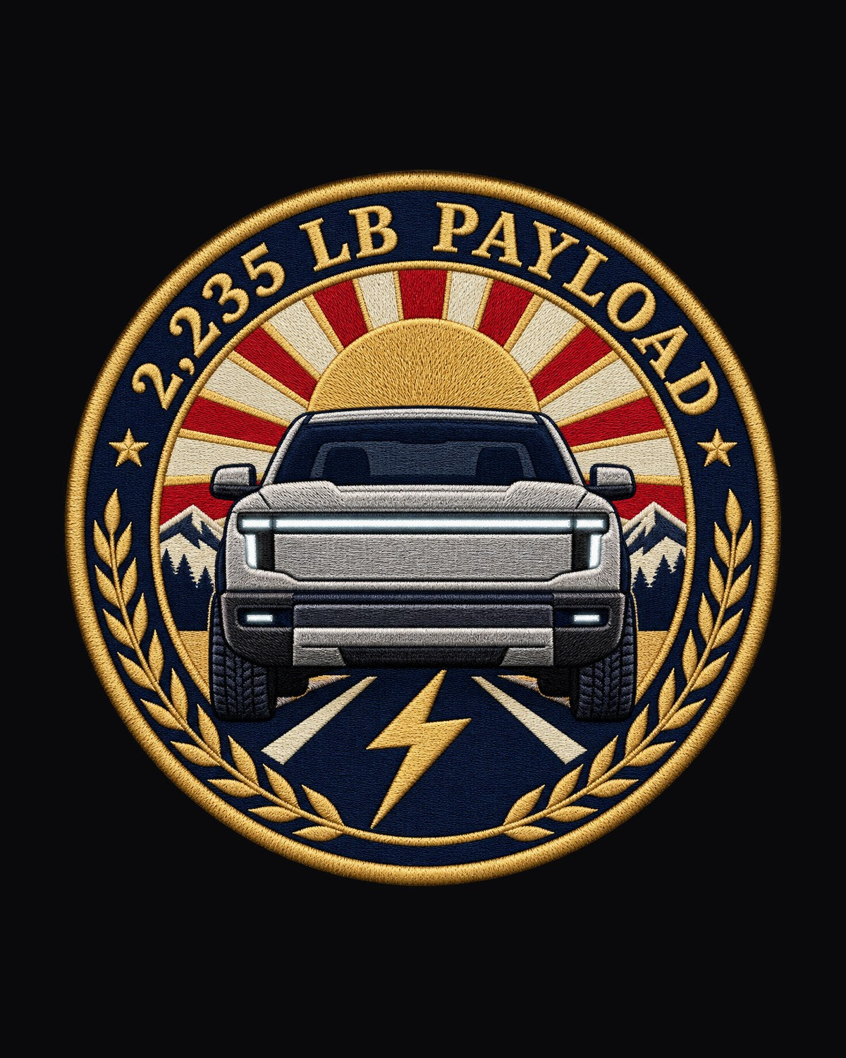 Ford F-150 Lightning Payload Crest Tee, 2,235 lb Truck Shirt design only