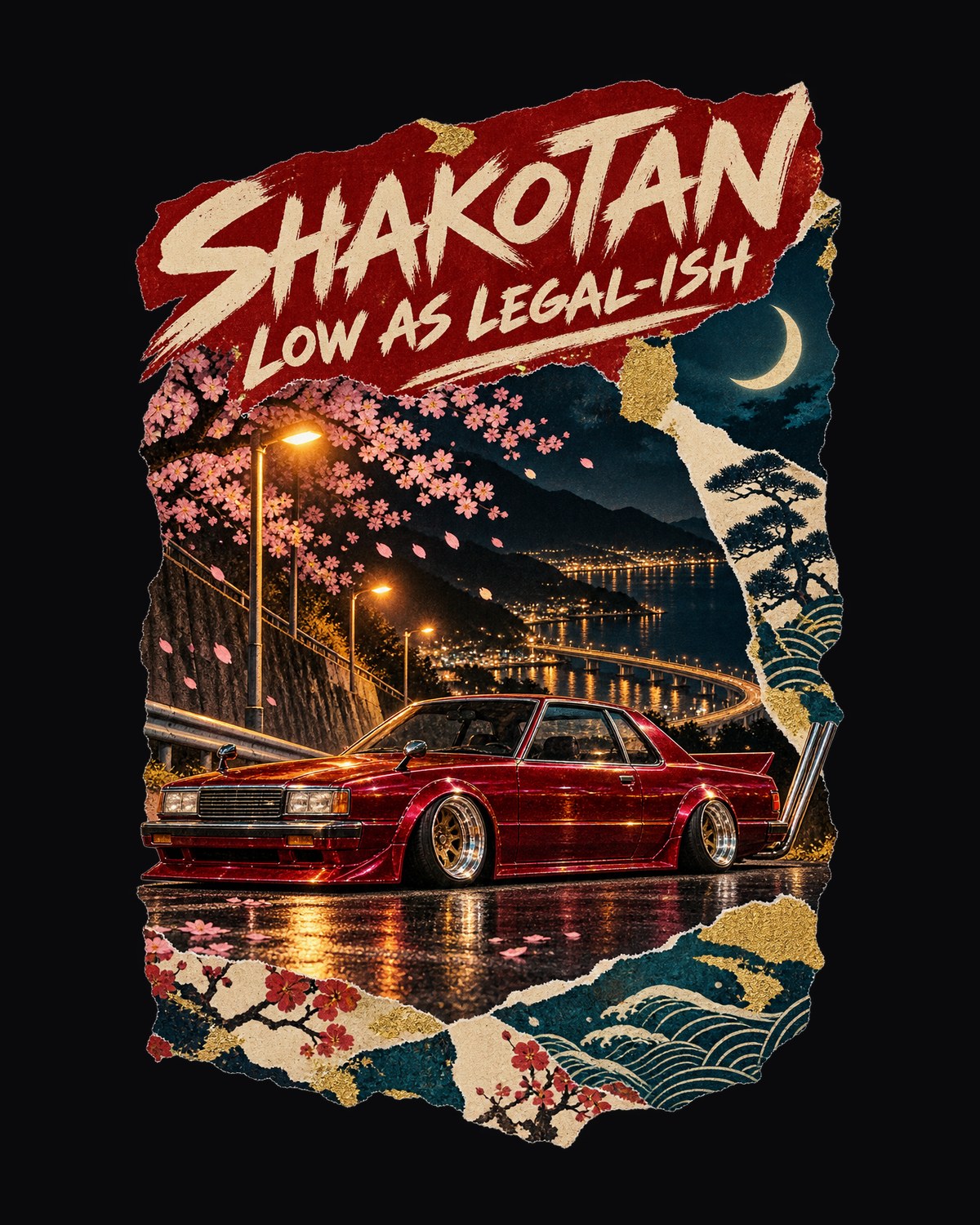 Kaido Racer Daikoku 2AM Shirt, Japanese Poster Collage Tee design only