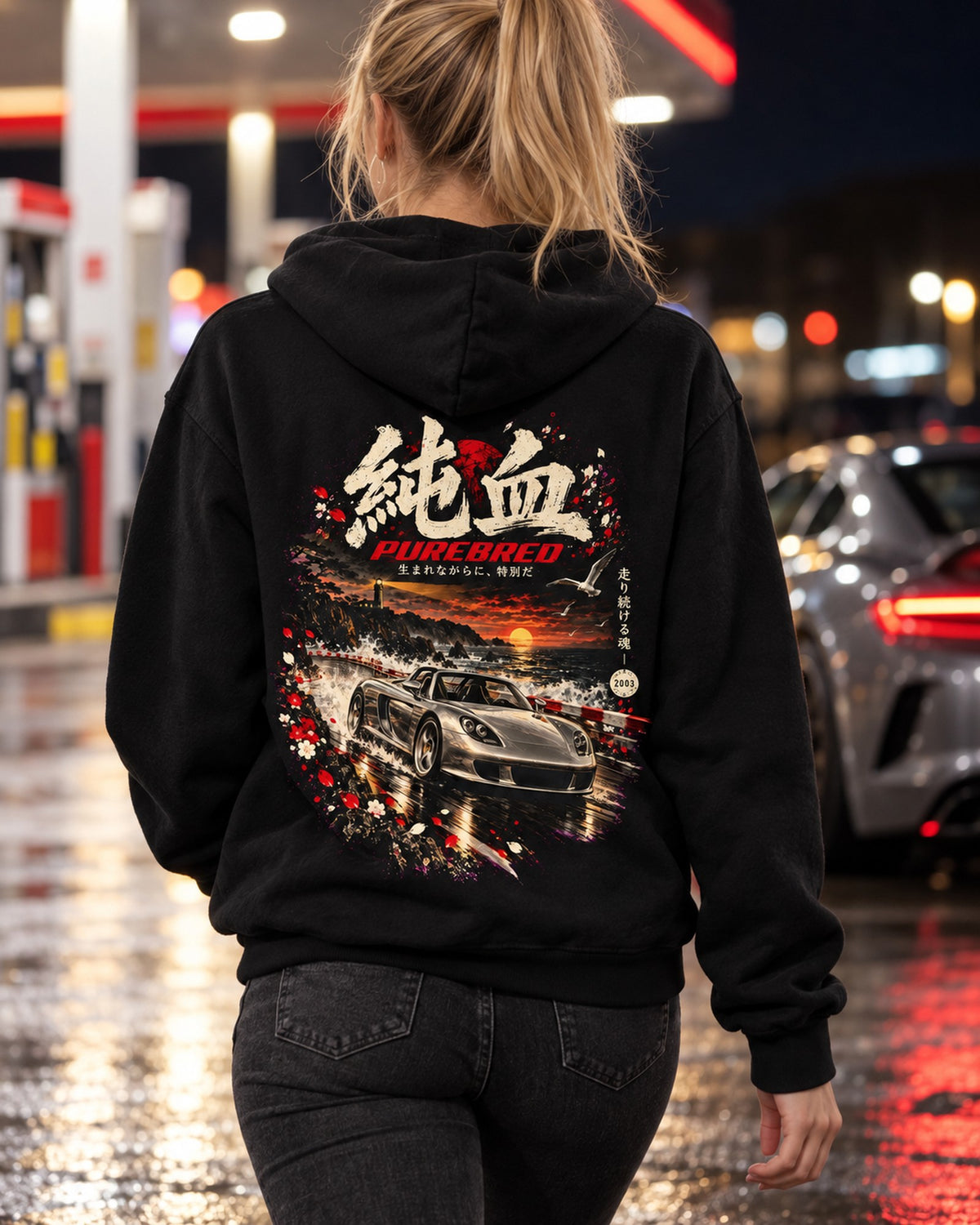 Porsche Carrera GT Purebred Shirt, Hoodie & More Pull Over Hoodie Black worn hero