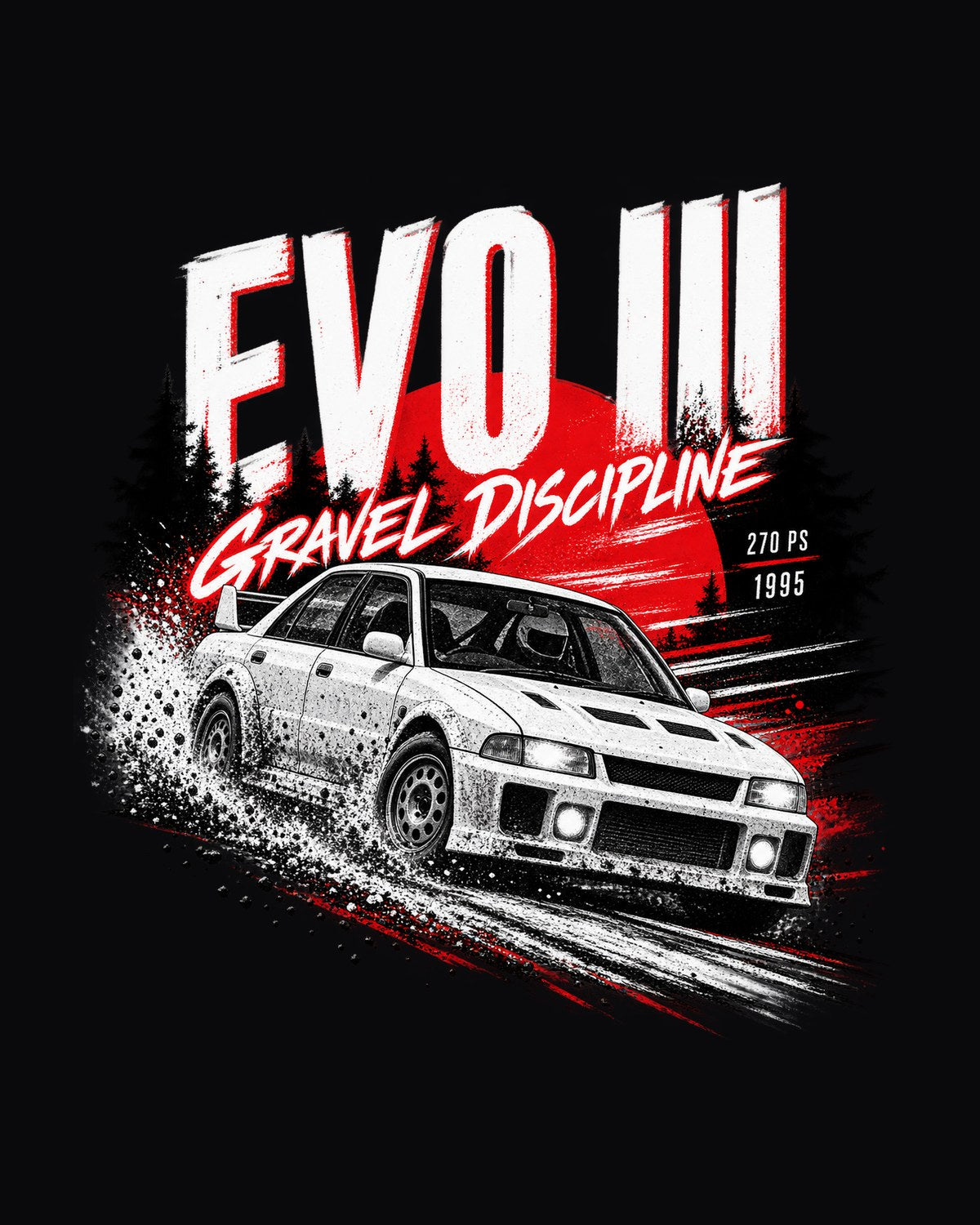 Mitsubishi Lancer Evo III CE9A Gravel Discipline Touge Tee design only