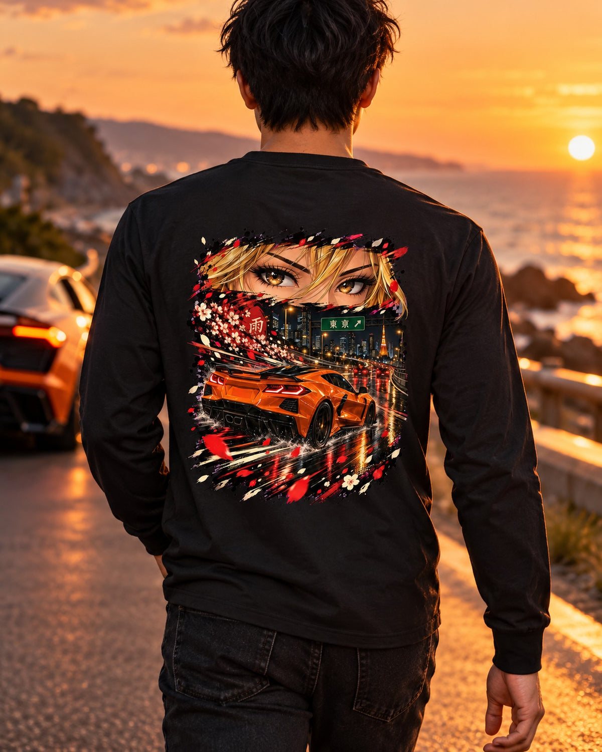 Chevrolet Corvette C8 Z06 Anime Girl Shirt, Hoodie & More Long Sleeve Black worn hero