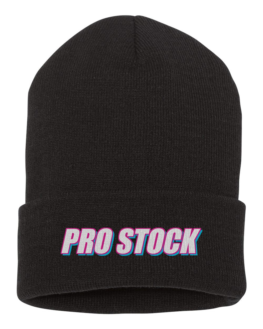 Pro Stock black beanie front view with car name