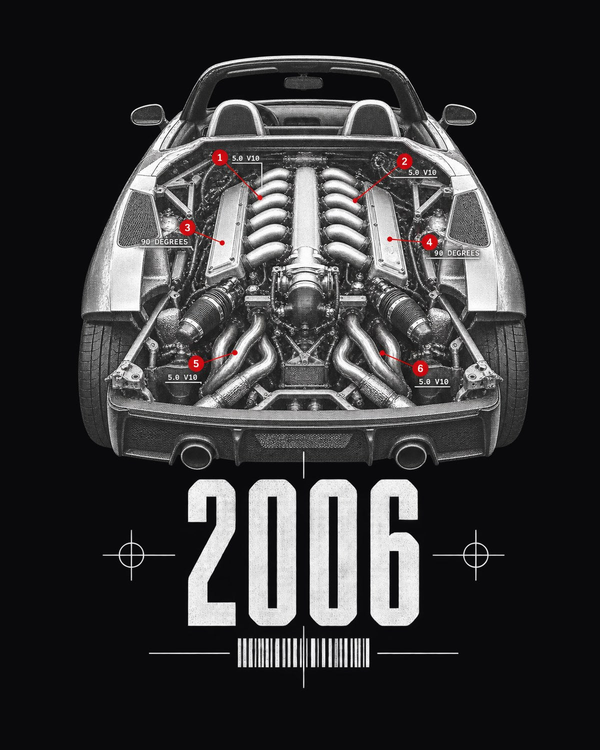 Gallardo Spyder 5.0 V10 Engine Shirt, 90 Degree V10 Car Tee design only