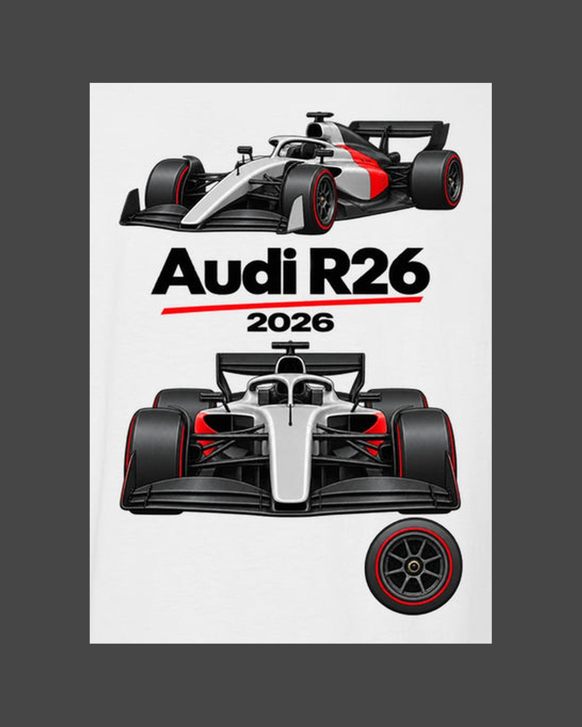 Audi R26 F1 2026 Wheel Study Shirt, Formula 1 Fan Tee design only