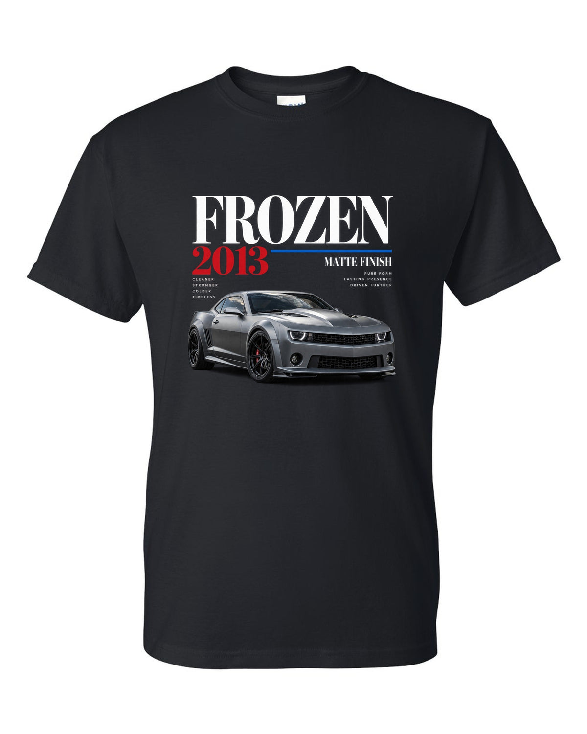 BMW E92 M3 Frozen Edition editorial print with matte finish headline black t-shirt front view with the design