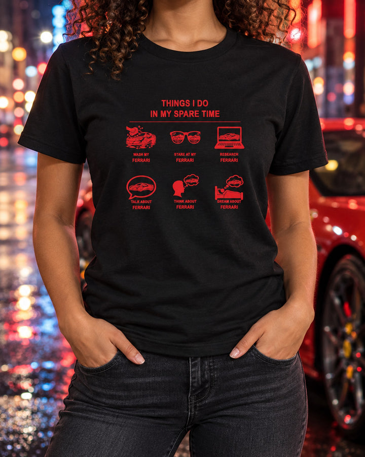 Ferrari Things I Do Shirt, Hoodie & More T-Shirt Black worn hero
