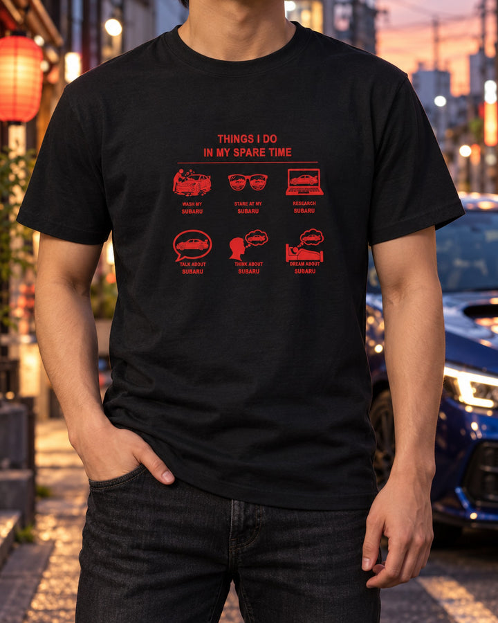 Subaru Things I Do Shirt, Hoodie & More T-Shirt Black worn hero