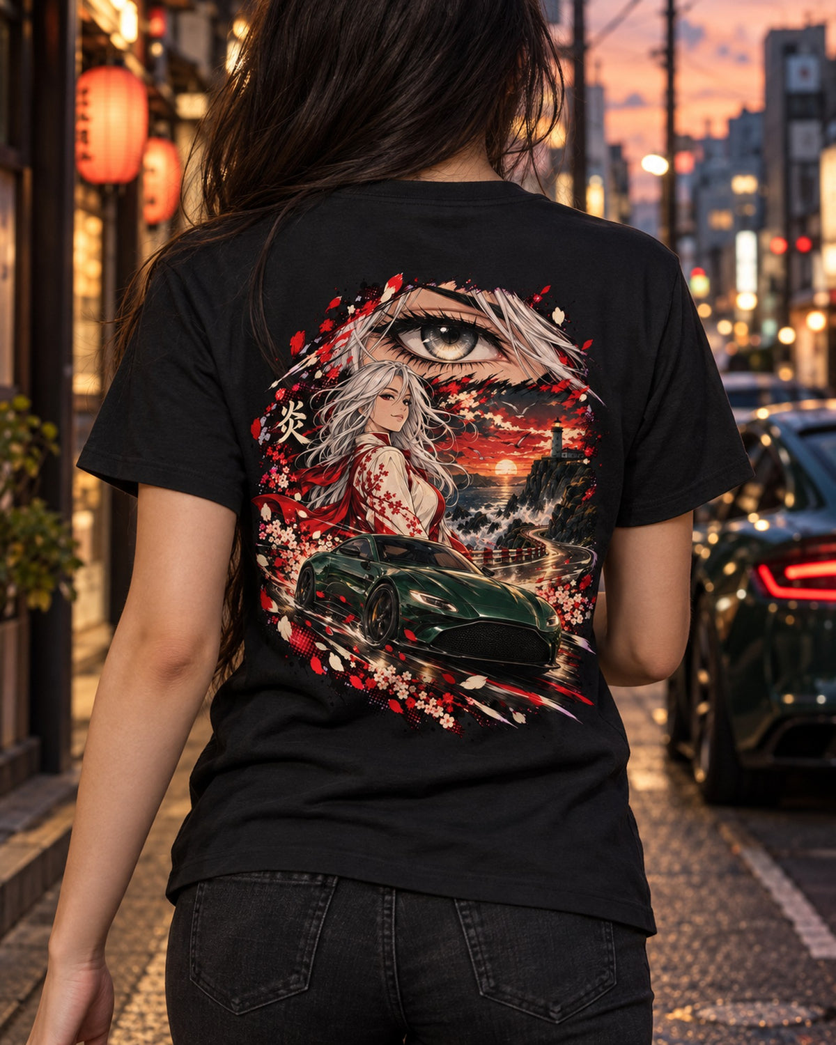 Aston Martin Vantage Anime Girl Shirt, Hoodie & More T-Shirt Black worn hero
