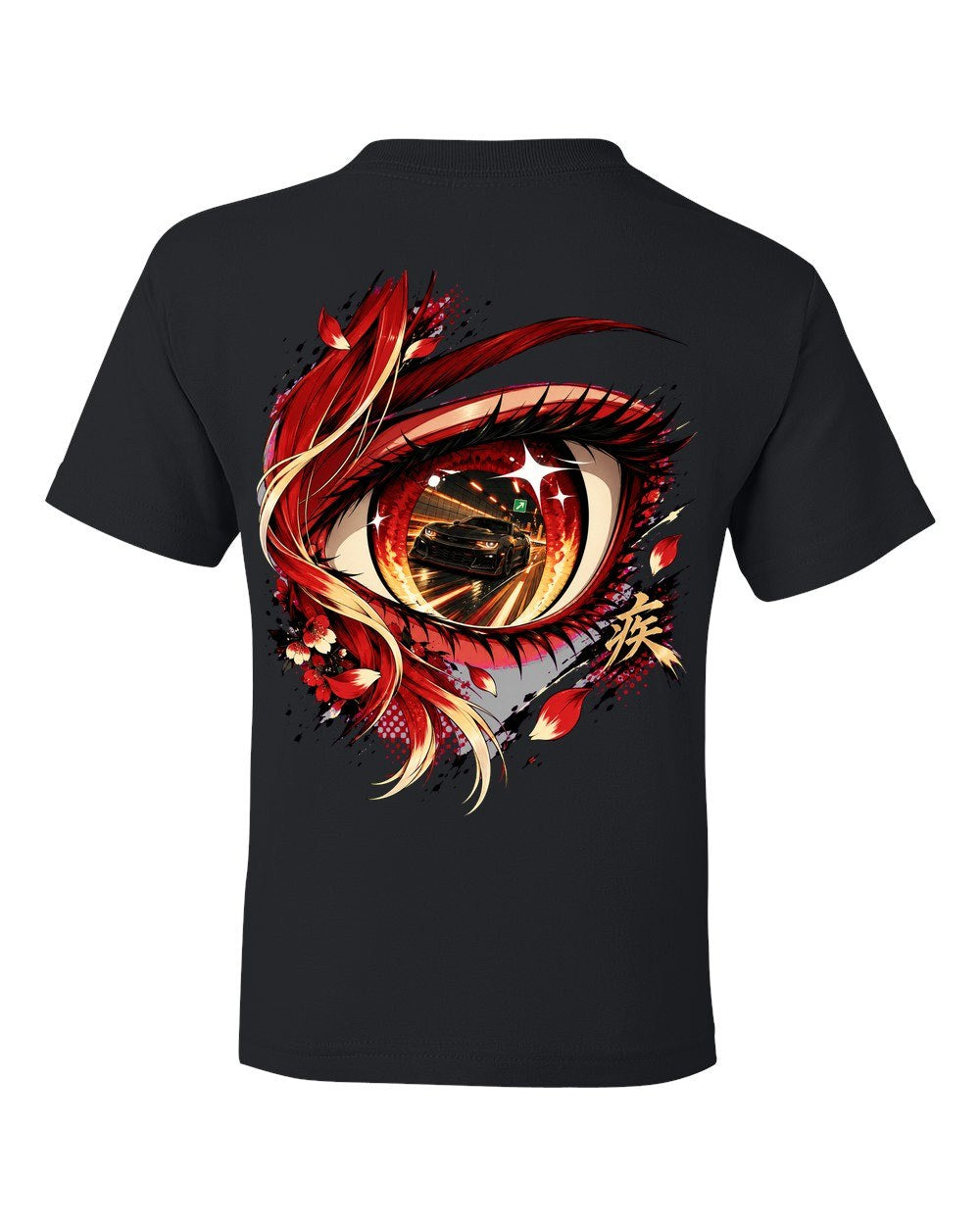 Chevrolet Camaro ZL1 1LE Anime Girl Kids Tee Black back