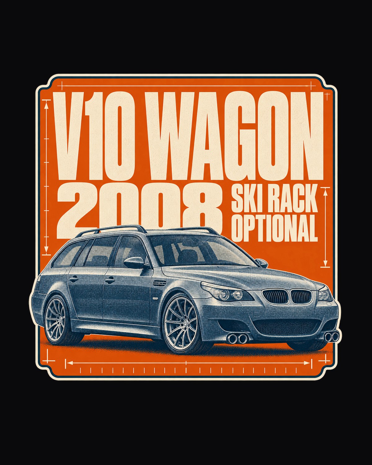 BMW M5 E61 Touring Halftone Shirt, V10 Wagon Gift design only