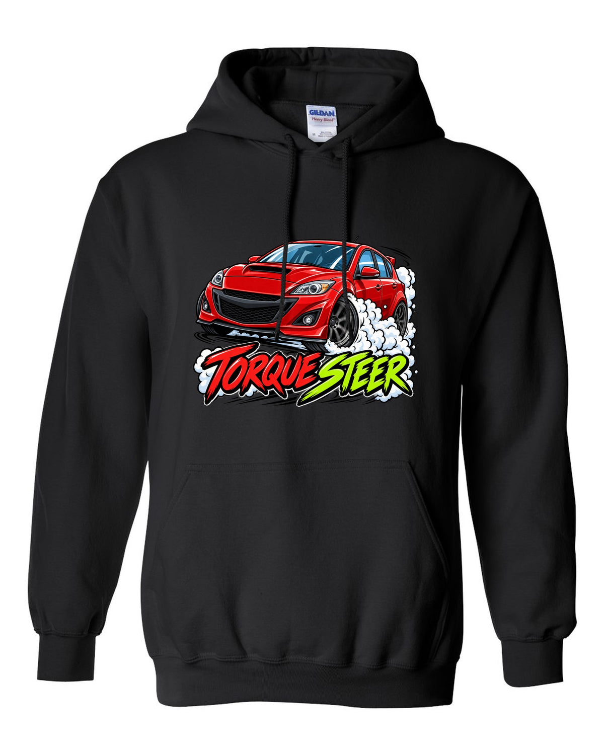 Double-exposure vector design of the Mazdaspeed Miata NB turbo with NB / 178 HP lettering black pull over hoodie front view with the design