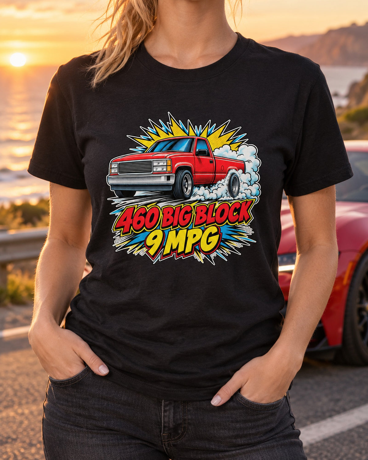 OBS Ford F-150 1992-97 Burnout Halftone Pop-Art Shirt T-Shirt Black worn hero