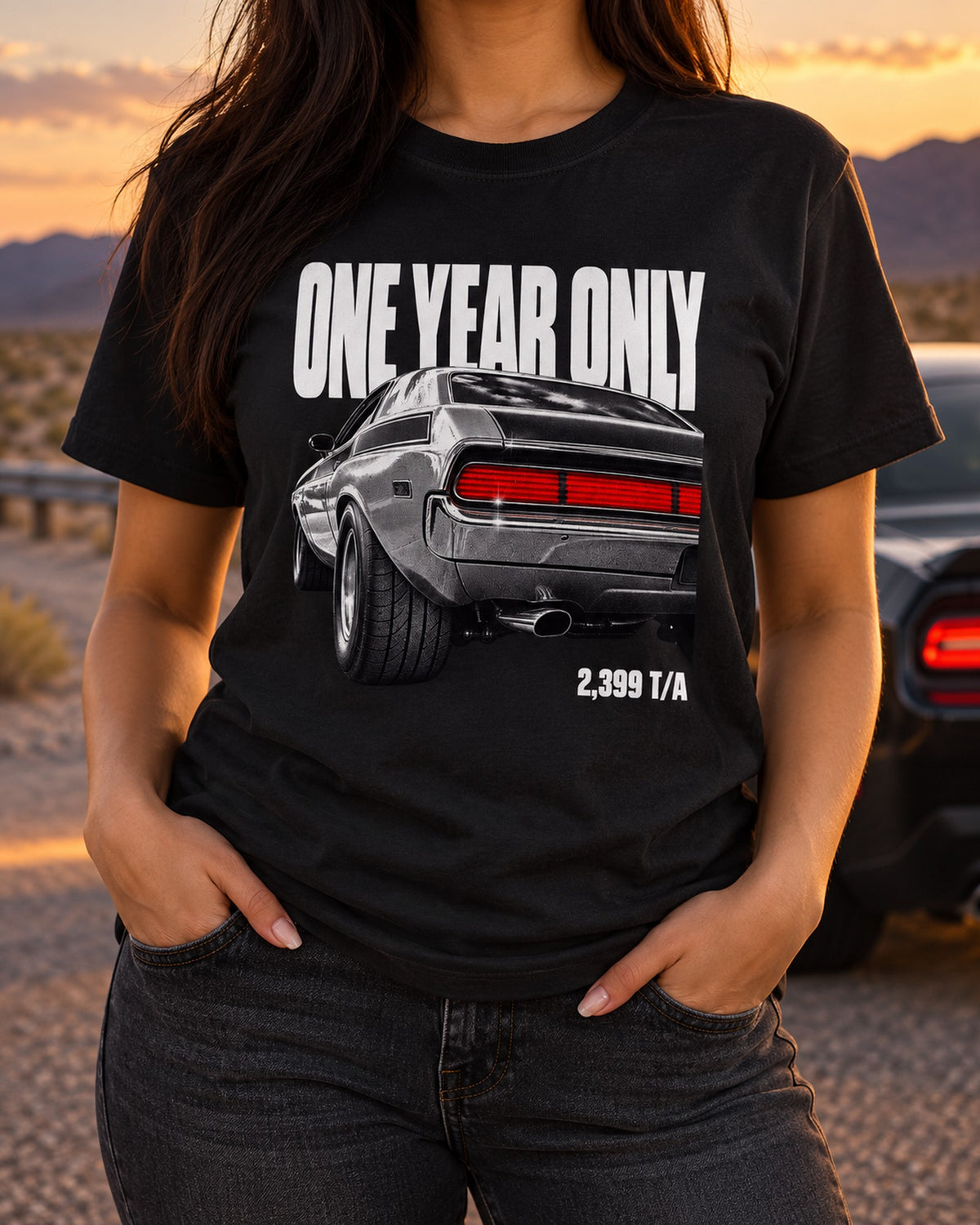 1970 Challenger T/A Tail Bar Macro Shirt, One Year Only T-Shirt Black worn hero