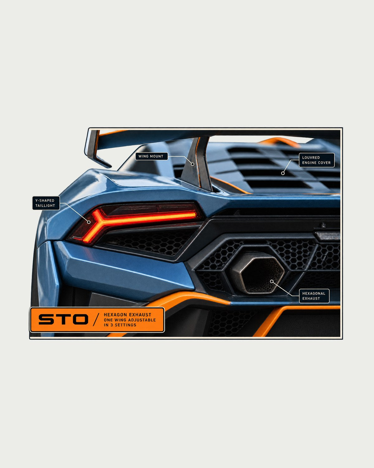 Lamborghini Huracan STO Taillight Macro Tee, Hex Exhaust design only