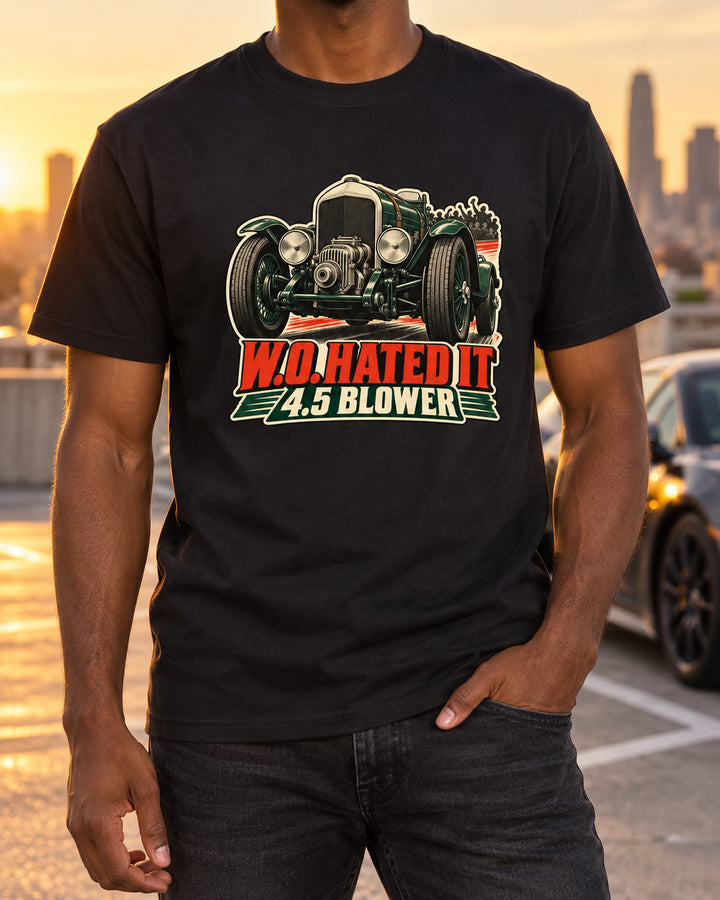 Bentley 4.5 Litre Blower Vintage Race Poster Shirt T-Shirt Black worn hero