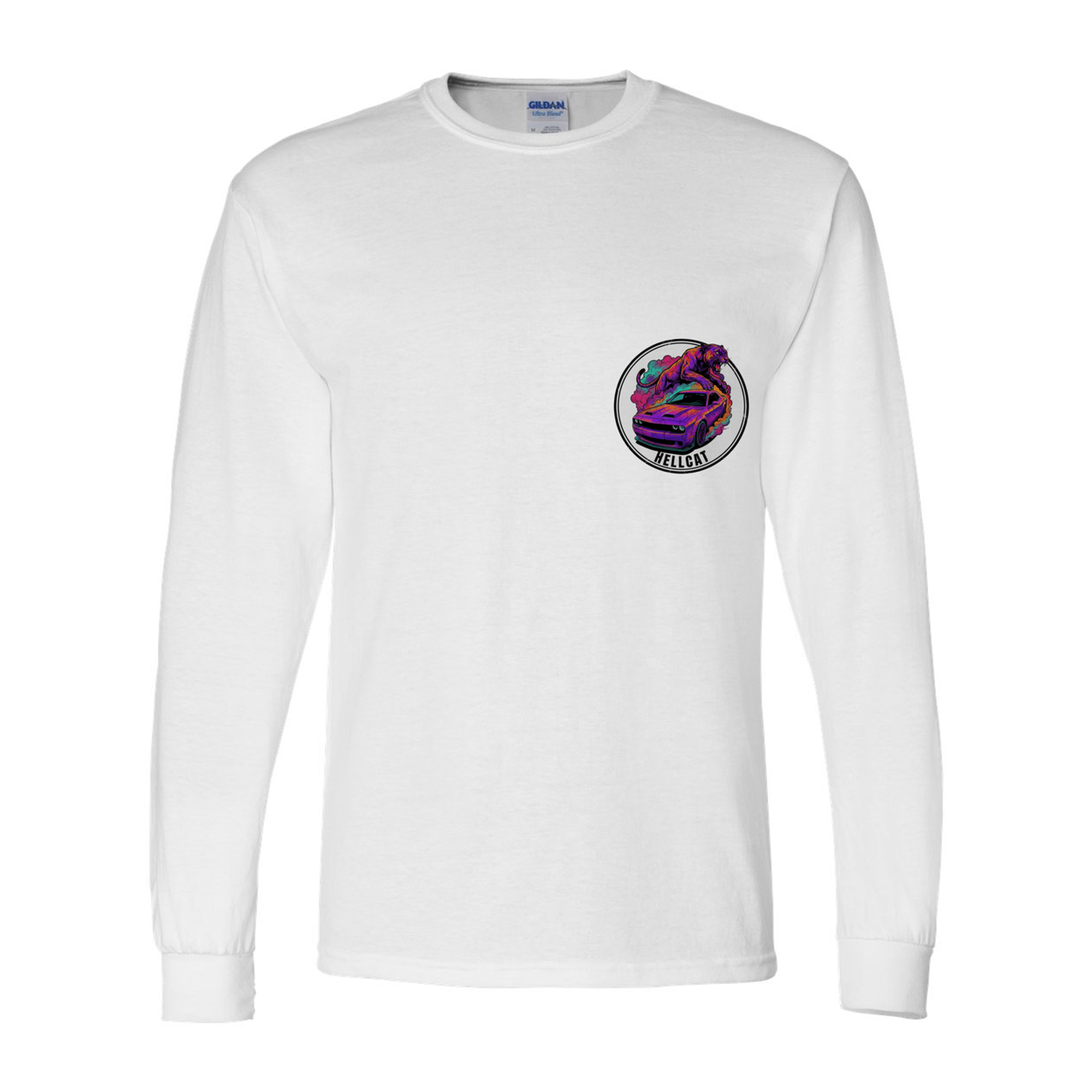 Dodge Challenger Hellcat Long Sleeve T-Shirt — White front emblem